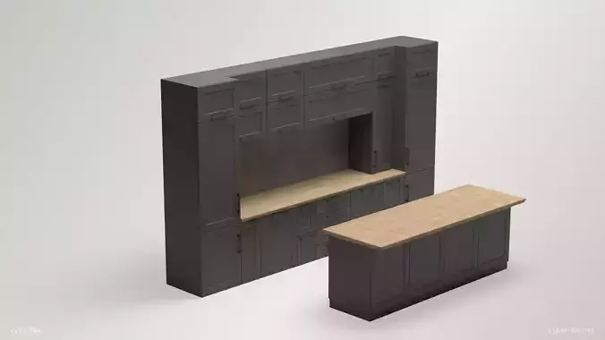 Module Kitchen Cabinets Set Low-poly 3D model