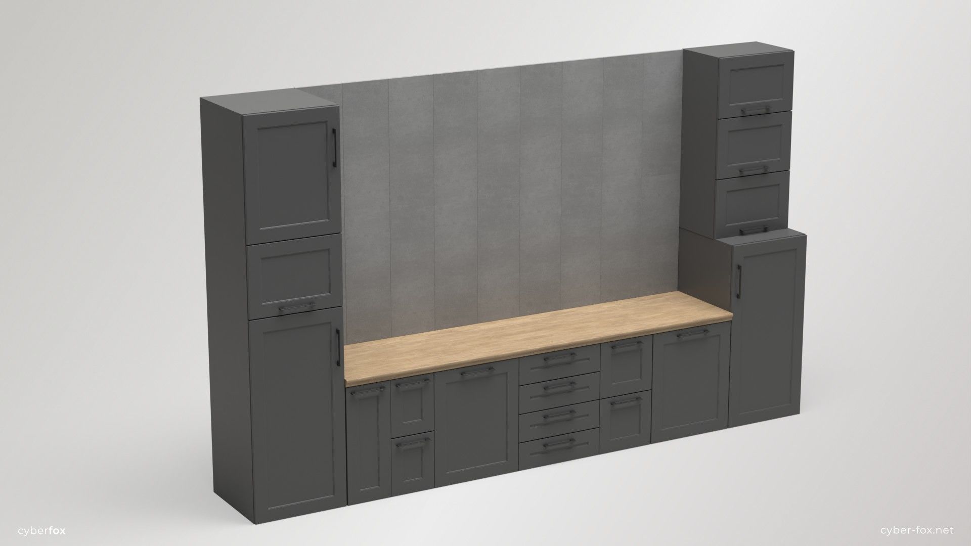 Module Kitchen Cabinets Set Low-poly 3D model_3