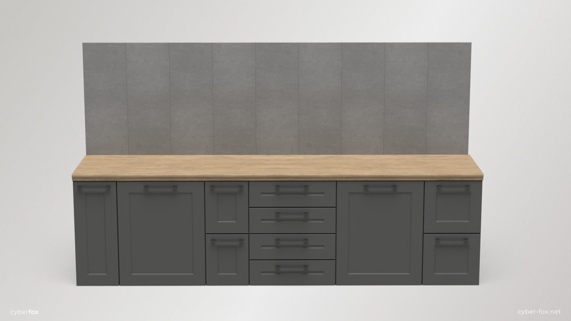 Module Kitchen Cabinets Set Low-poly 3D model_16