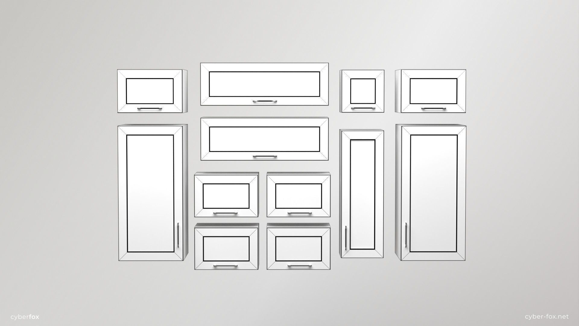 Module Kitchen Cabinets Set Low-poly 3D model_14