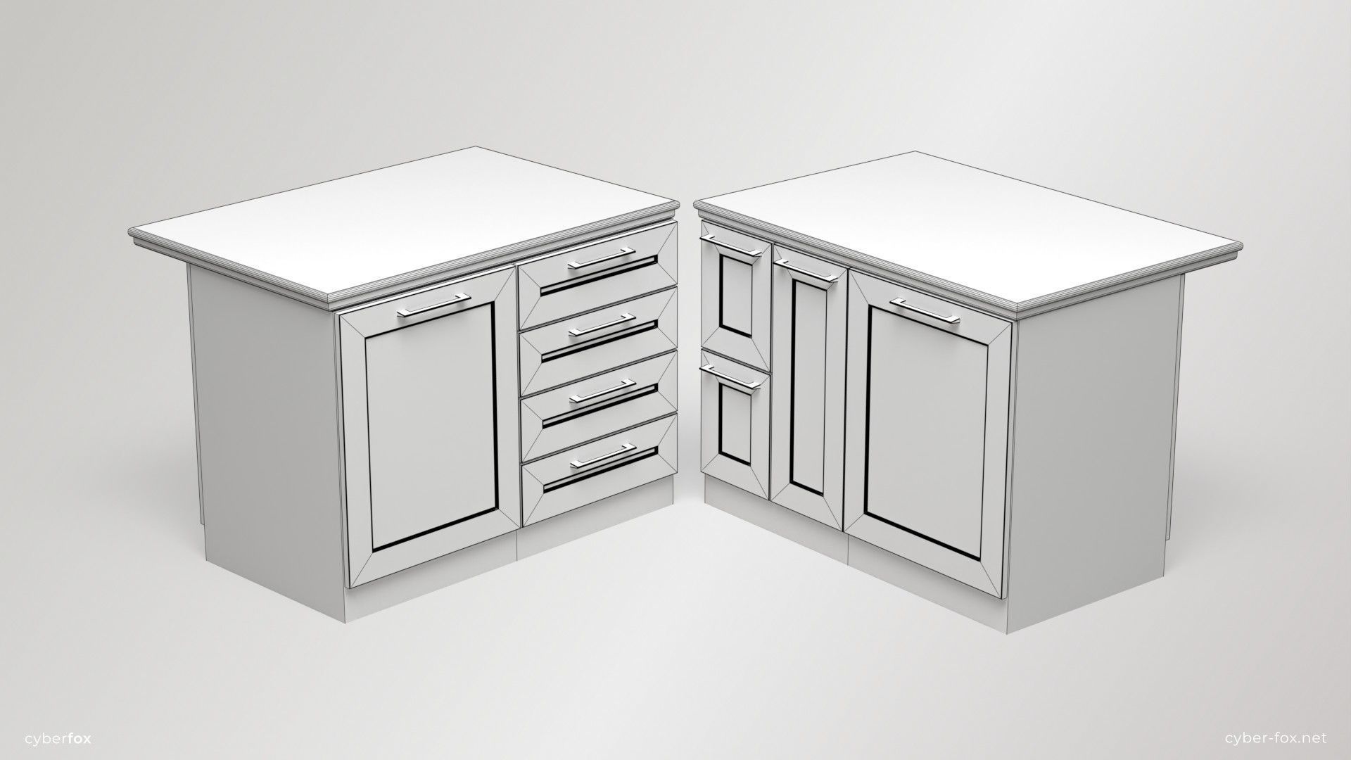 Module Kitchen Cabinets Set Low-poly 3D model_6