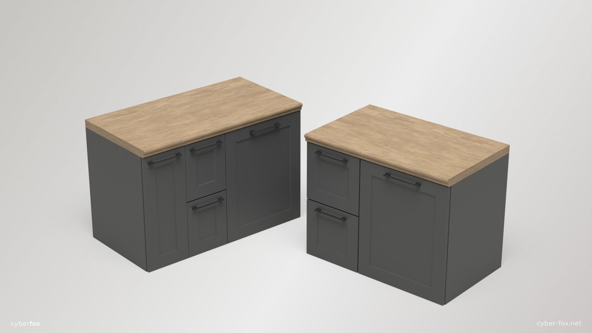 Module Kitchen Cabinets Set Low-poly 3D model_5