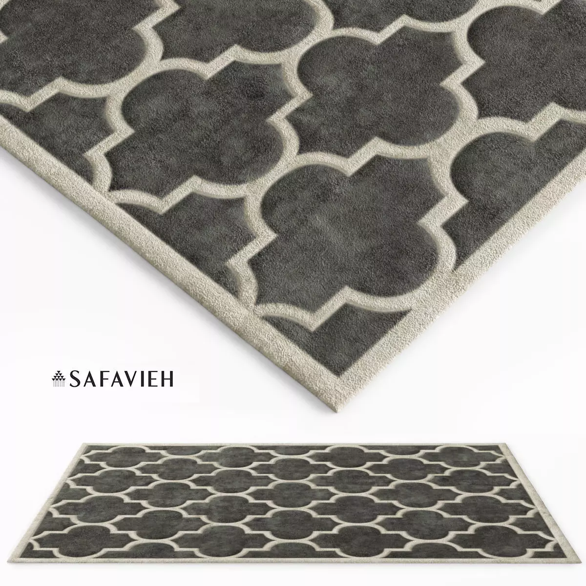 Tufted Dark Grey Area Rug 3D model