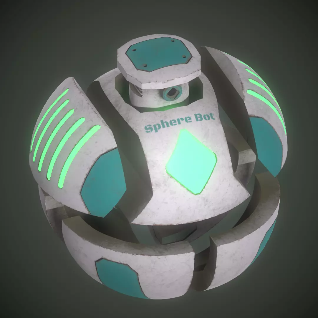 Sphere Bot Sci-Fi Low-poly 3D model_0