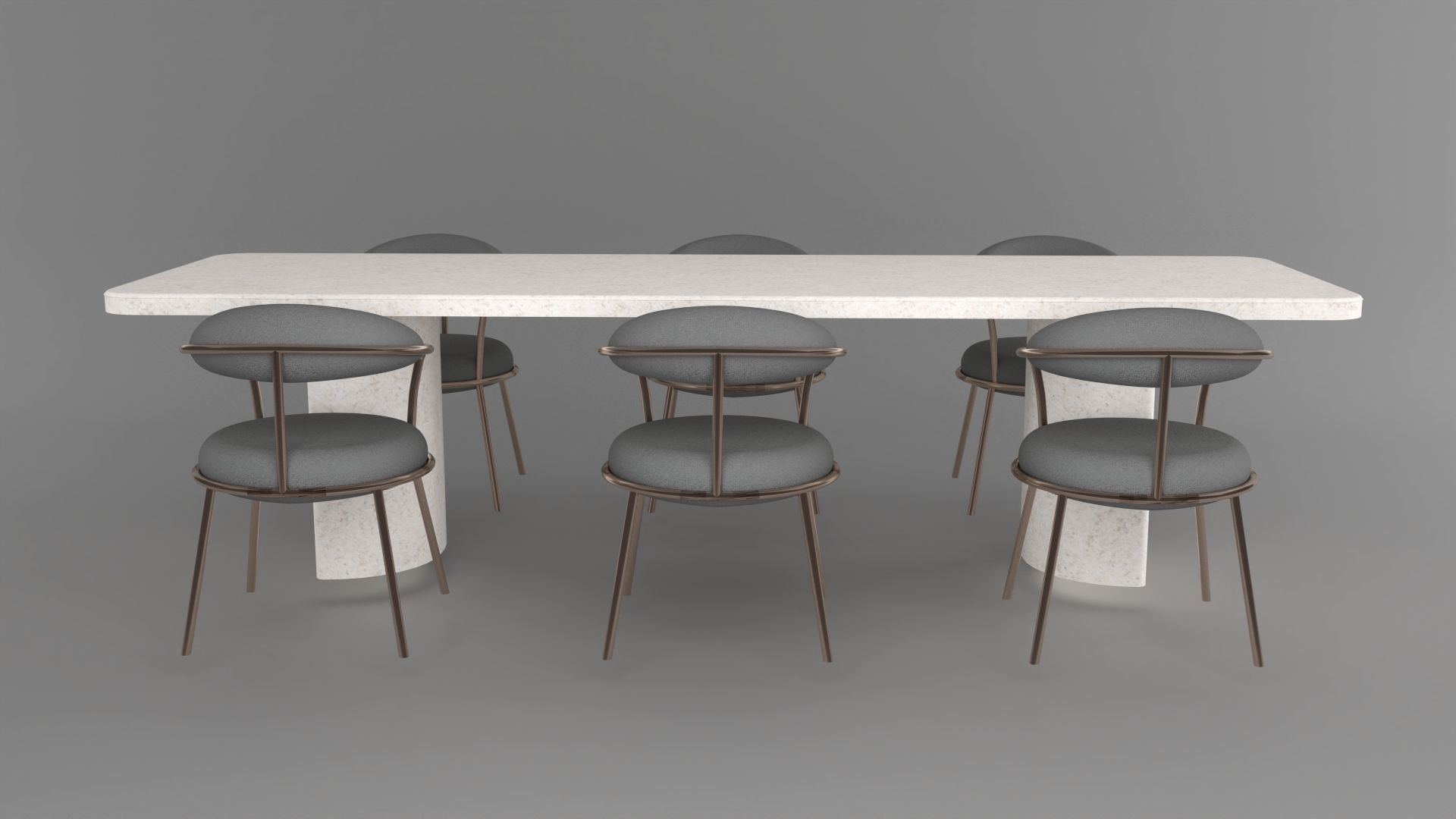 Marble Table and Chair 3D model_7
