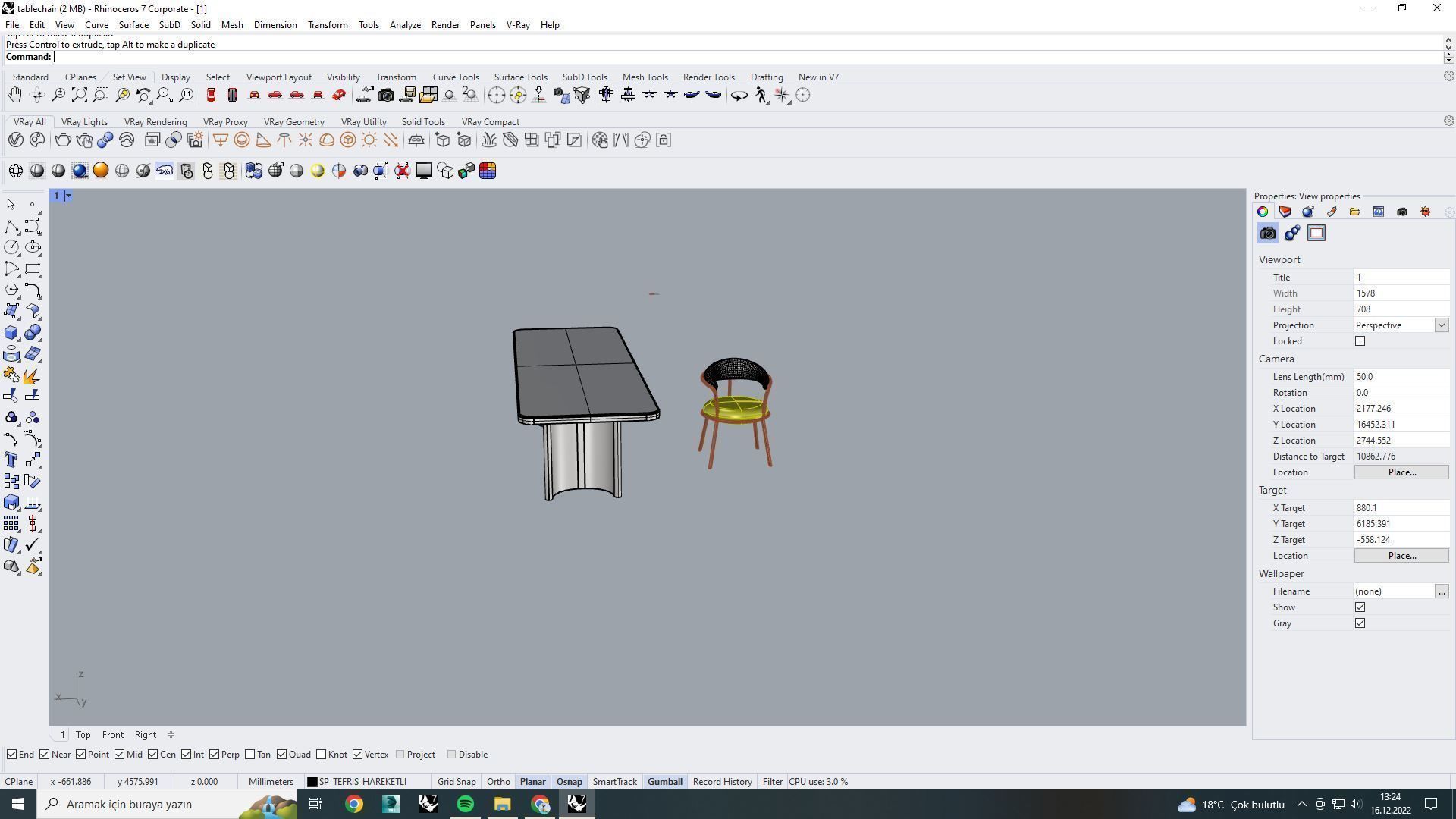 Marble Table and Chair 3D model_10