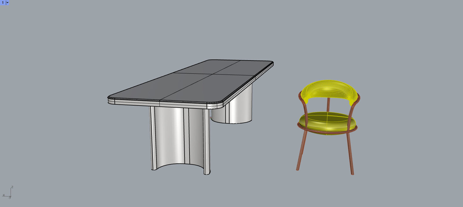 Marble Table and Chair 3D model_2