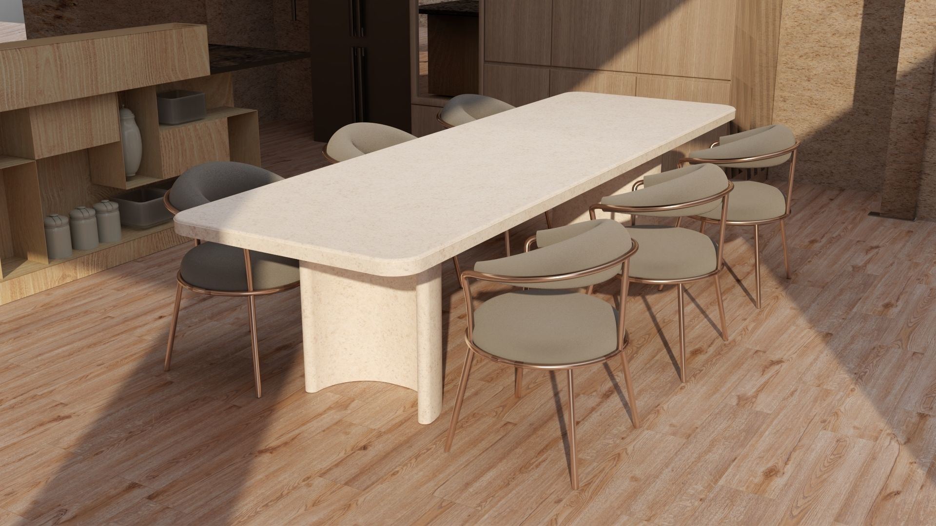 Marble Table and Chair 3D model_1