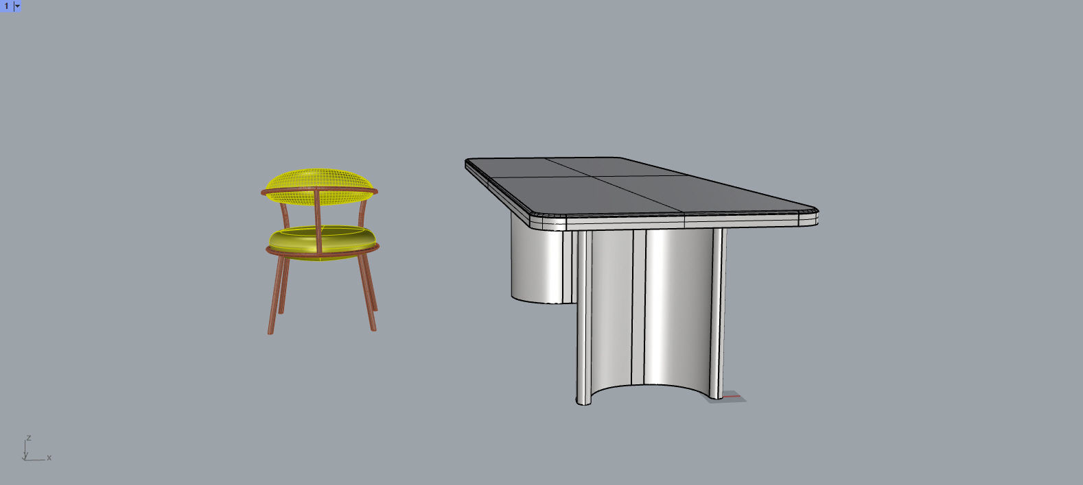Marble Table and Chair 3D model_9