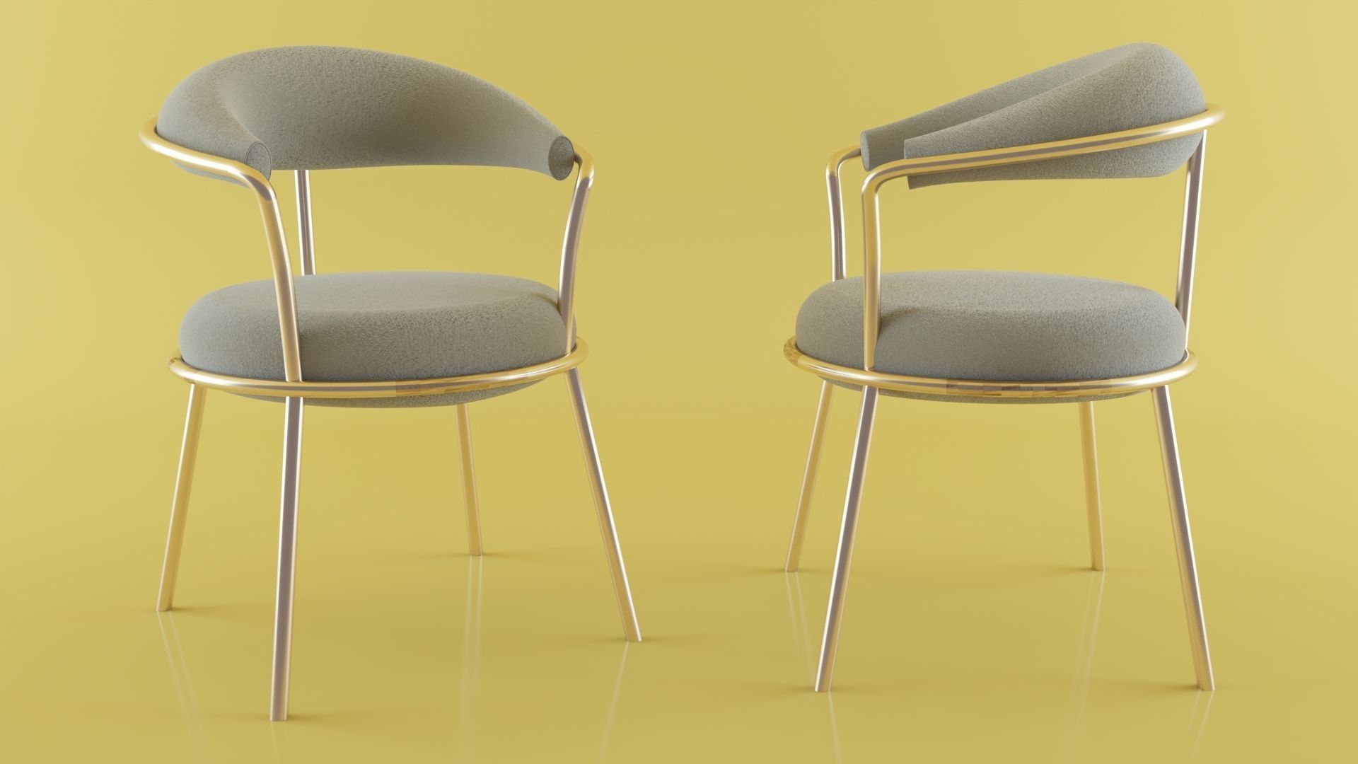 Marble Table and Chair 3D model_4