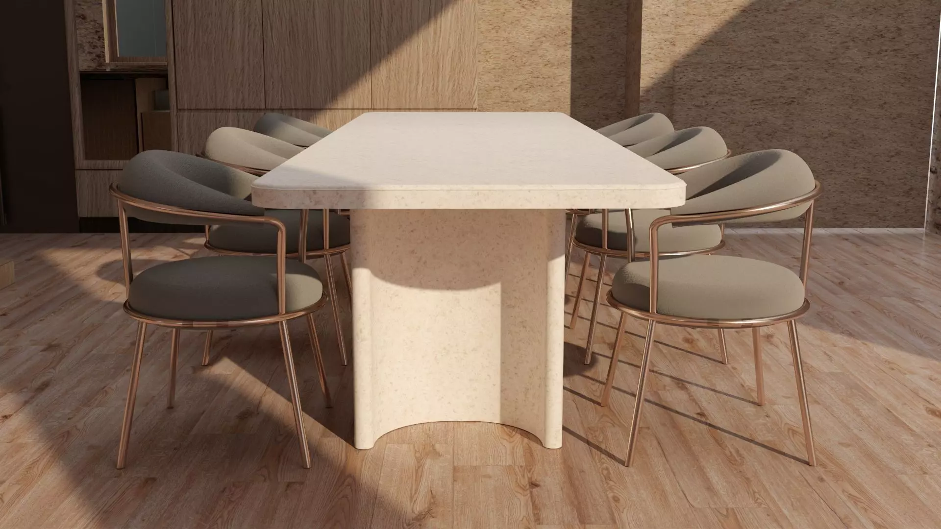 Marble Table and Chair 3D model_0