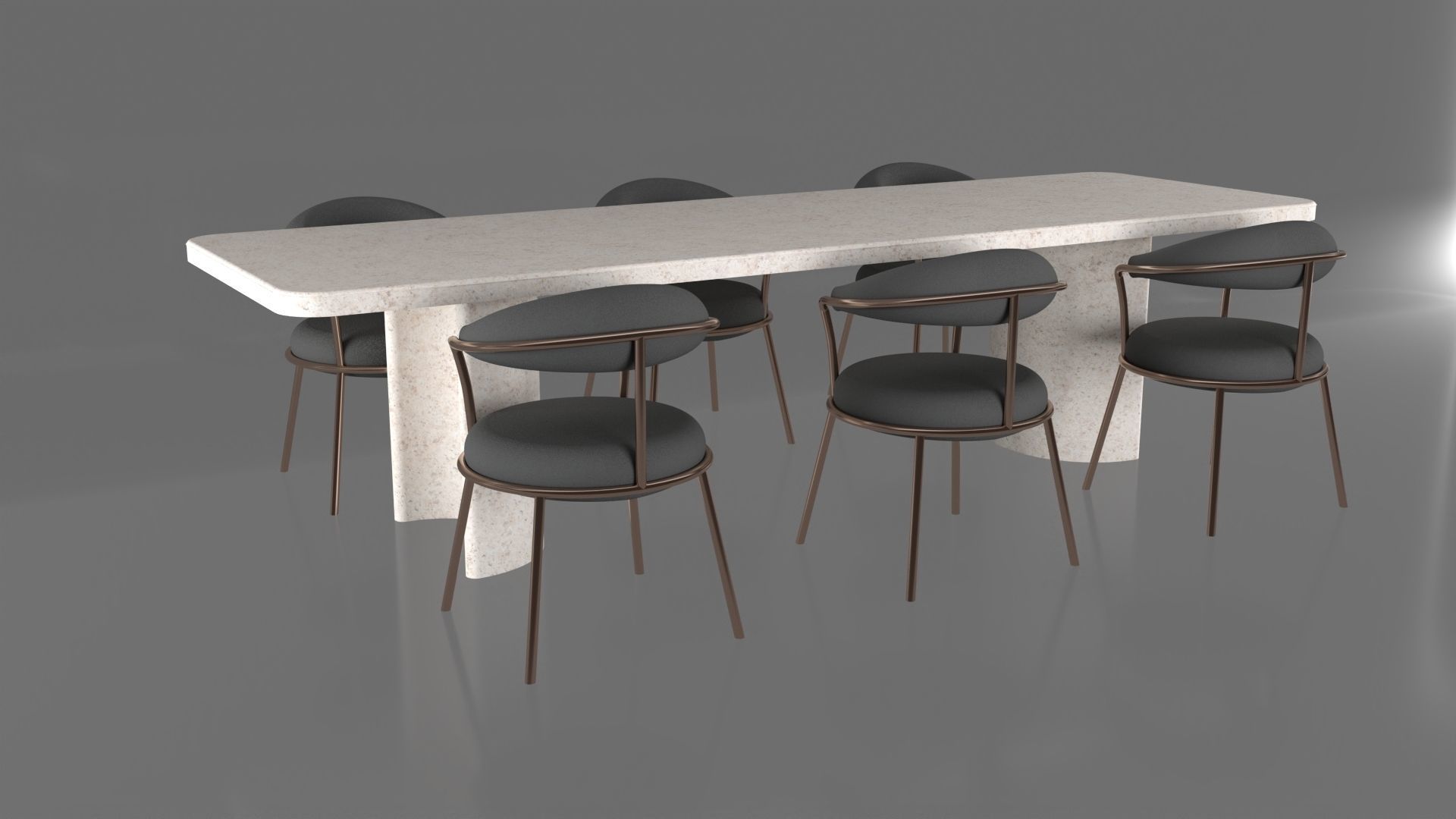Marble Table and Chair 3D model_8