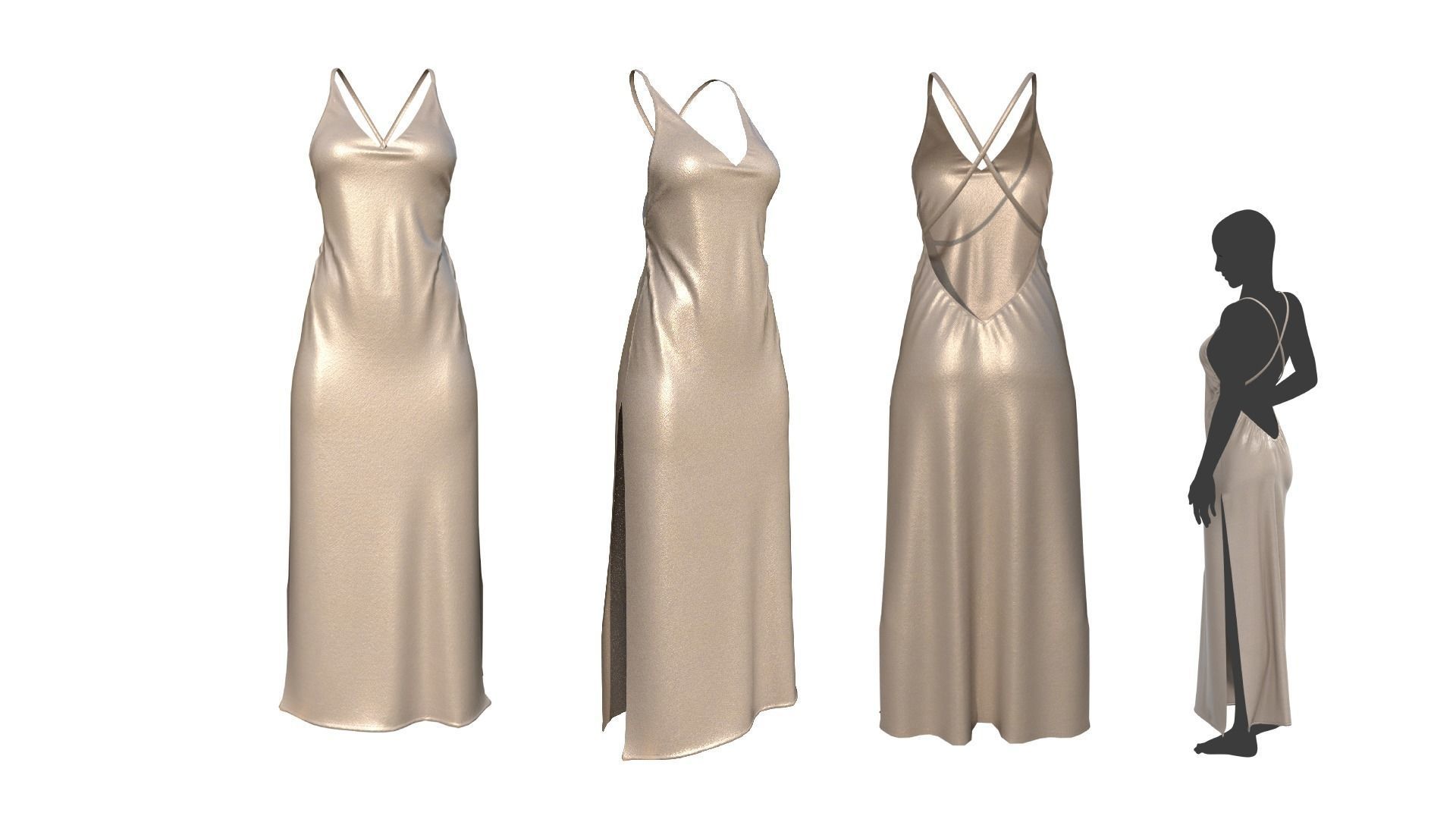 Low poly Silk dress Low-poly 3D model_1