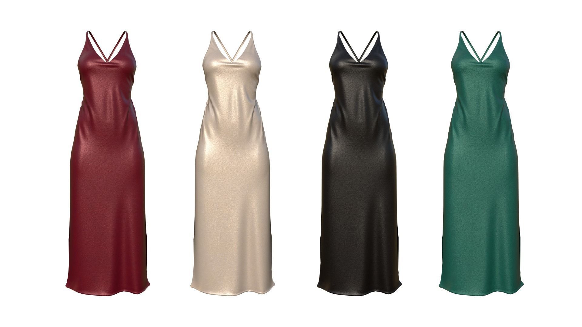 Low poly Silk dress Low-poly 3D model_2