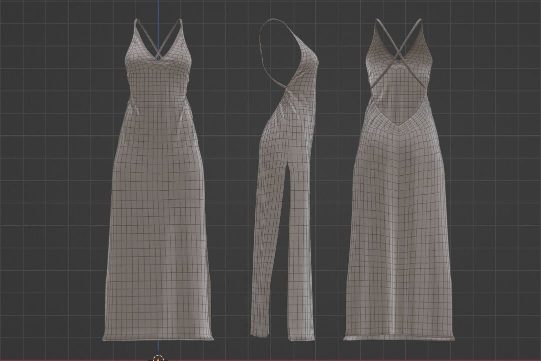 Low poly Silk dress Low-poly 3D model_6