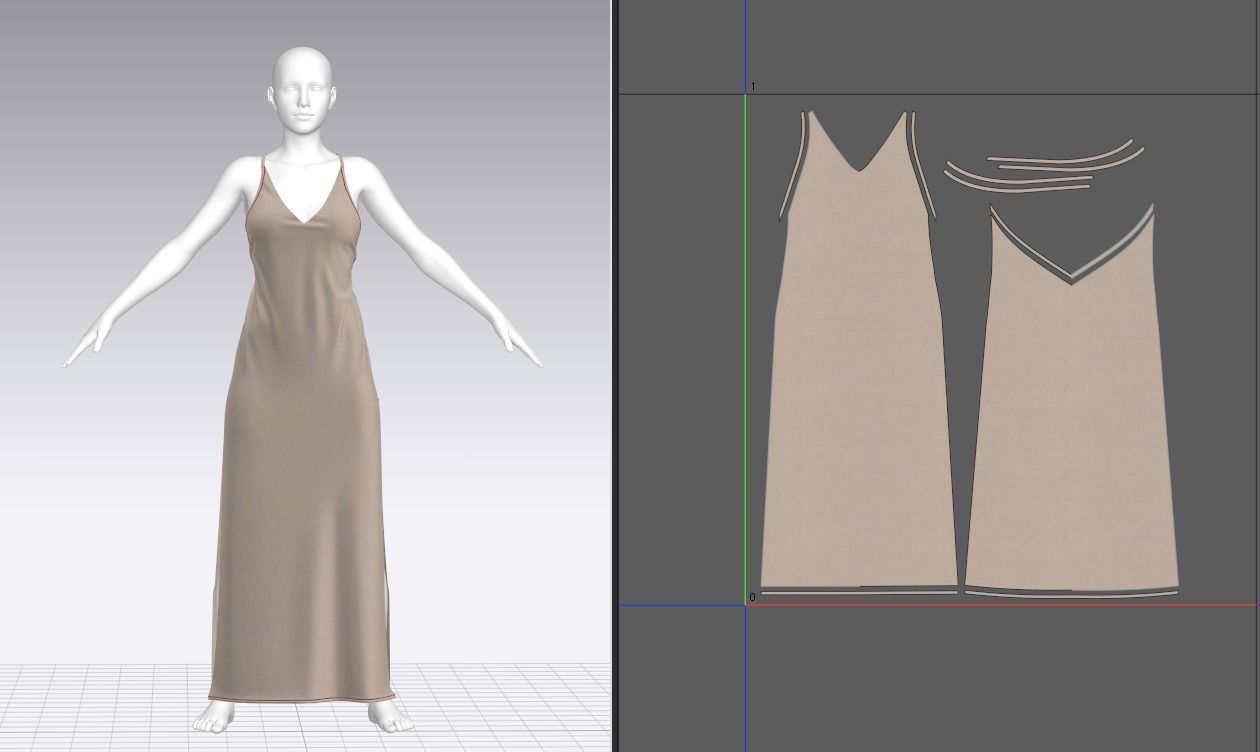 Low poly Silk dress Low-poly 3D model_3