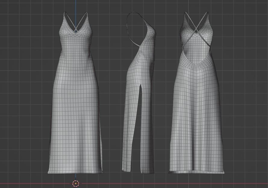Low poly Silk dress Low-poly 3D model_5