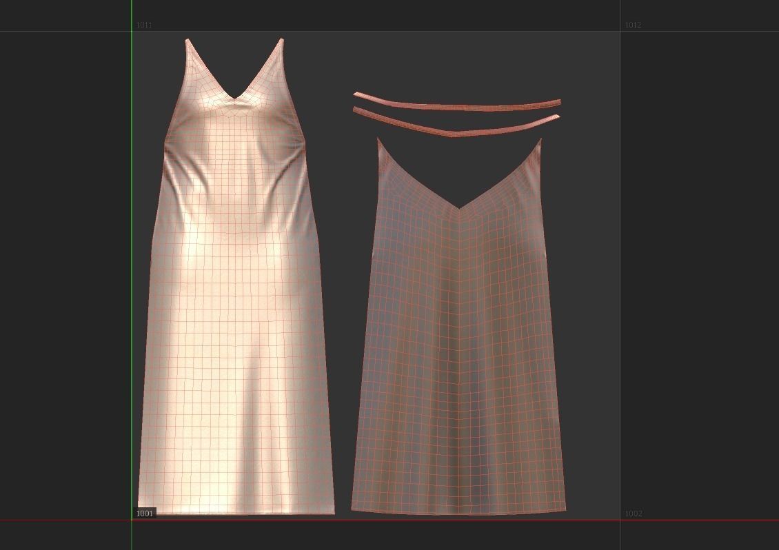 Low poly Silk dress Low-poly 3D model_7