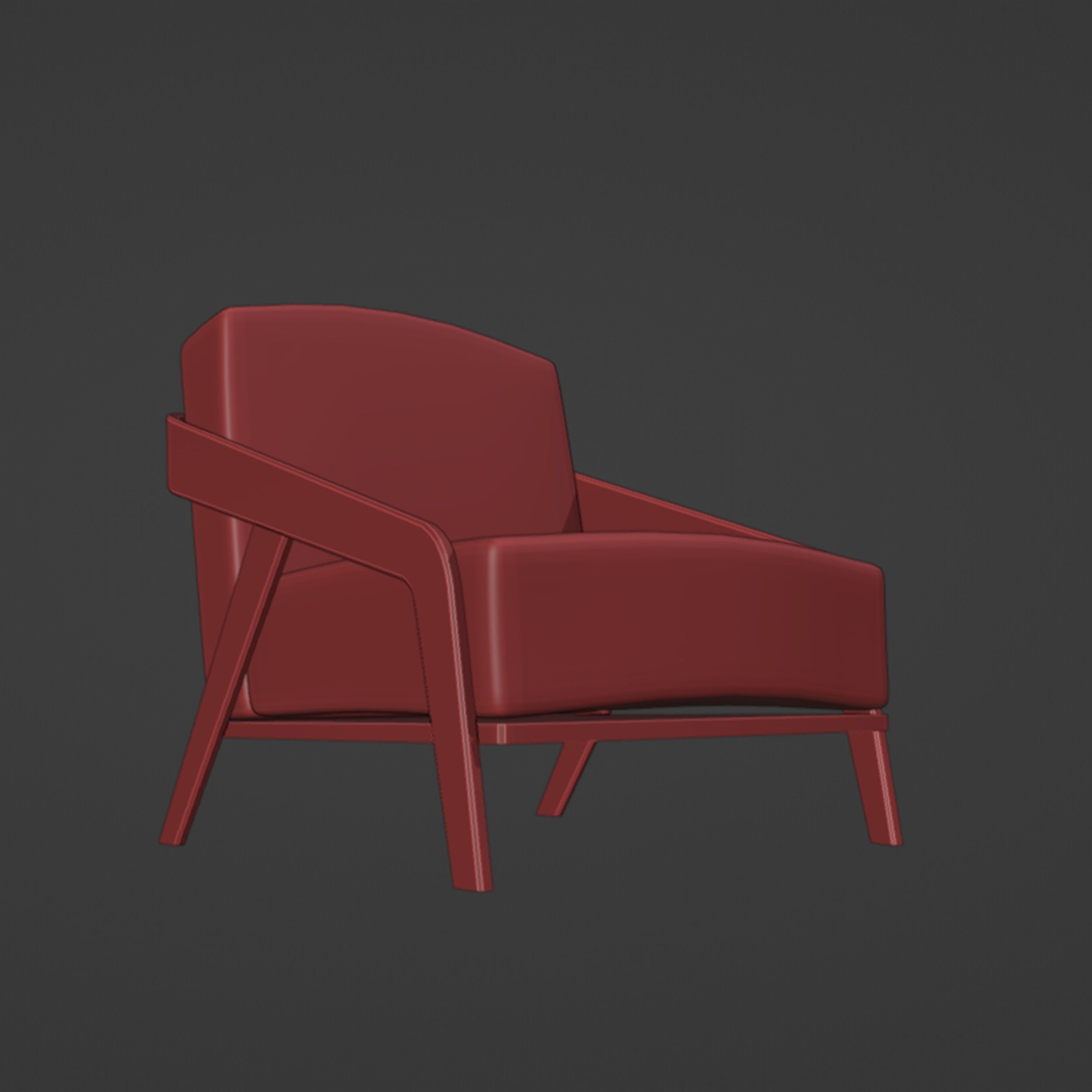 Modern Wood Armchair 3D model_5