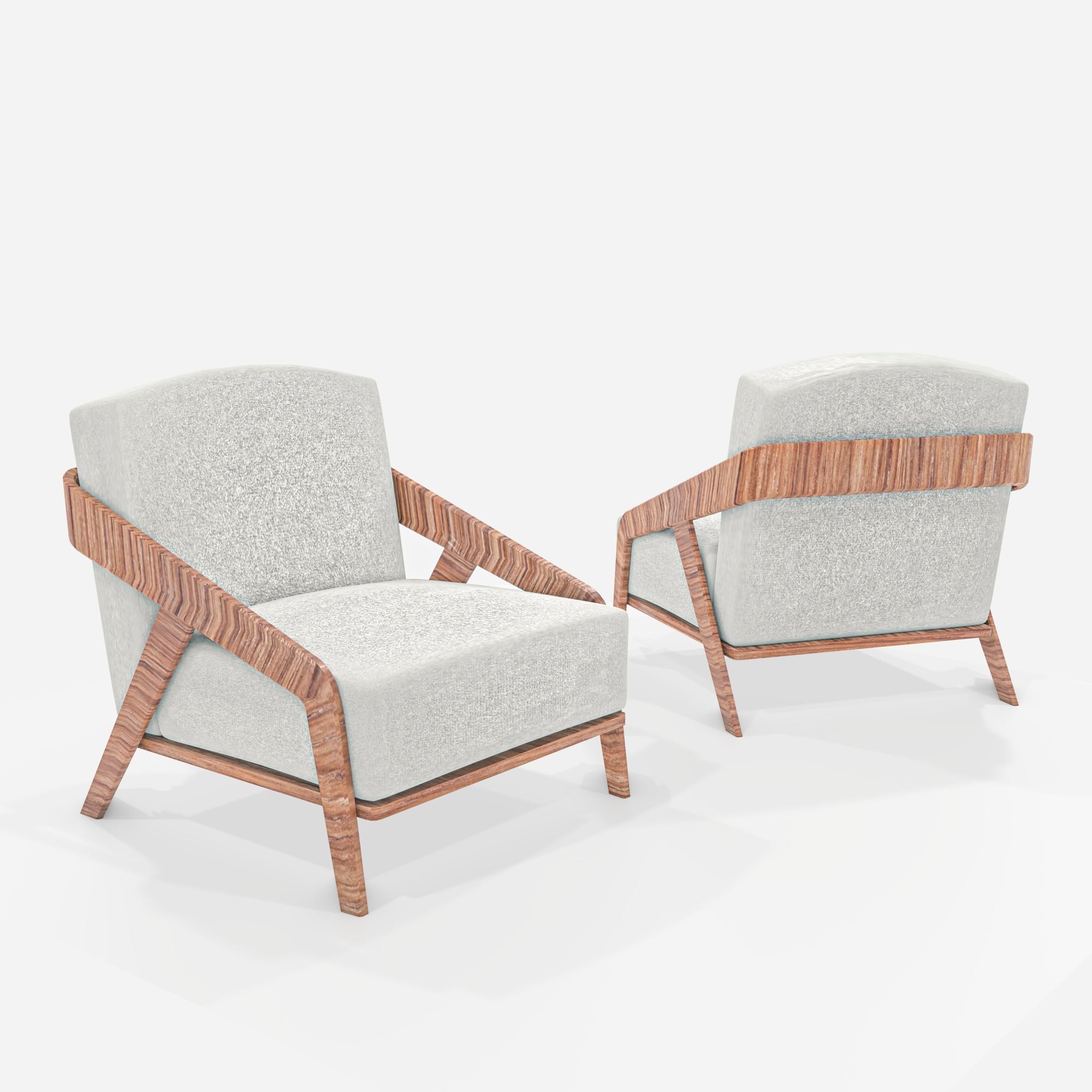 Modern Wood Armchair 3D model_3