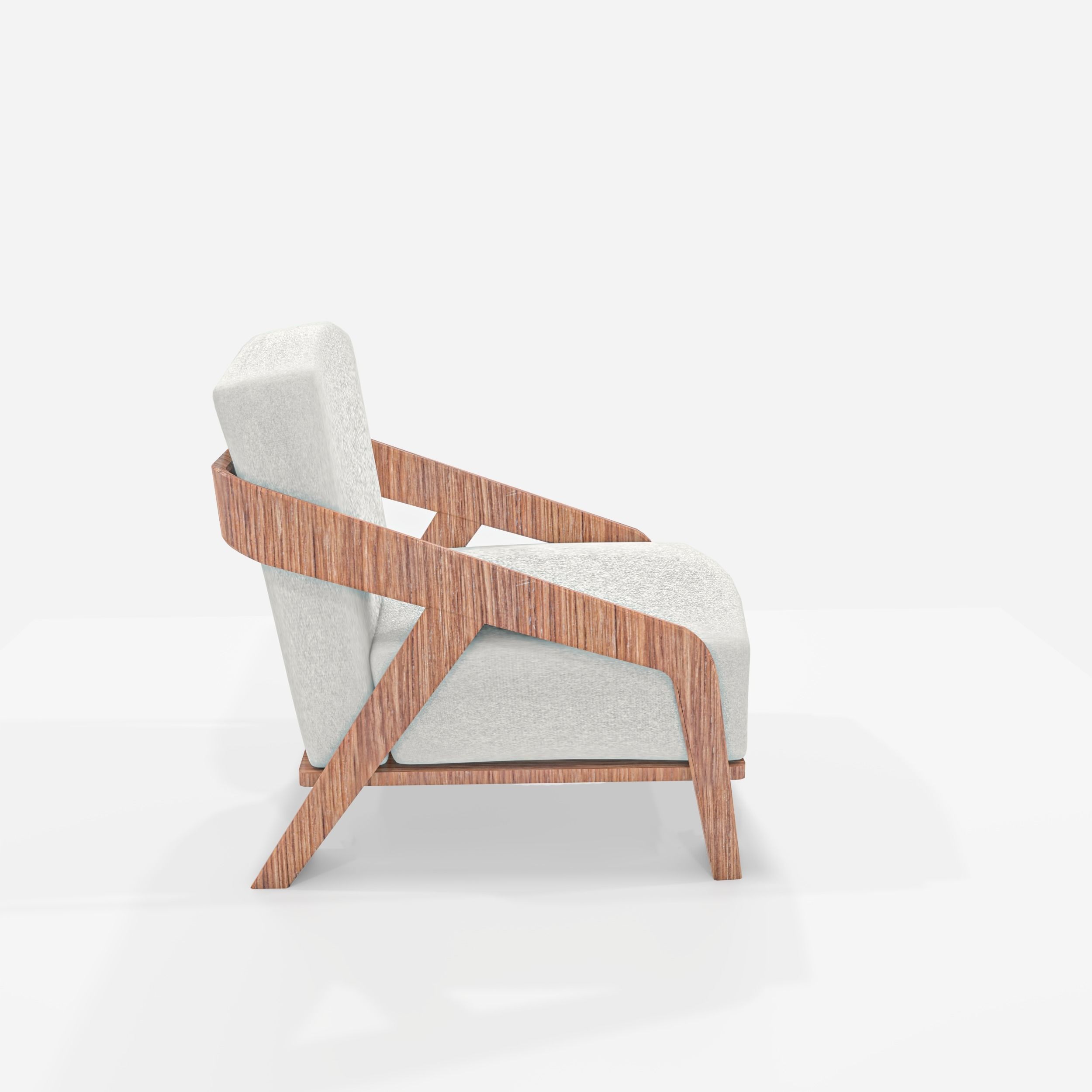 Modern Wood Armchair 3D model_2
