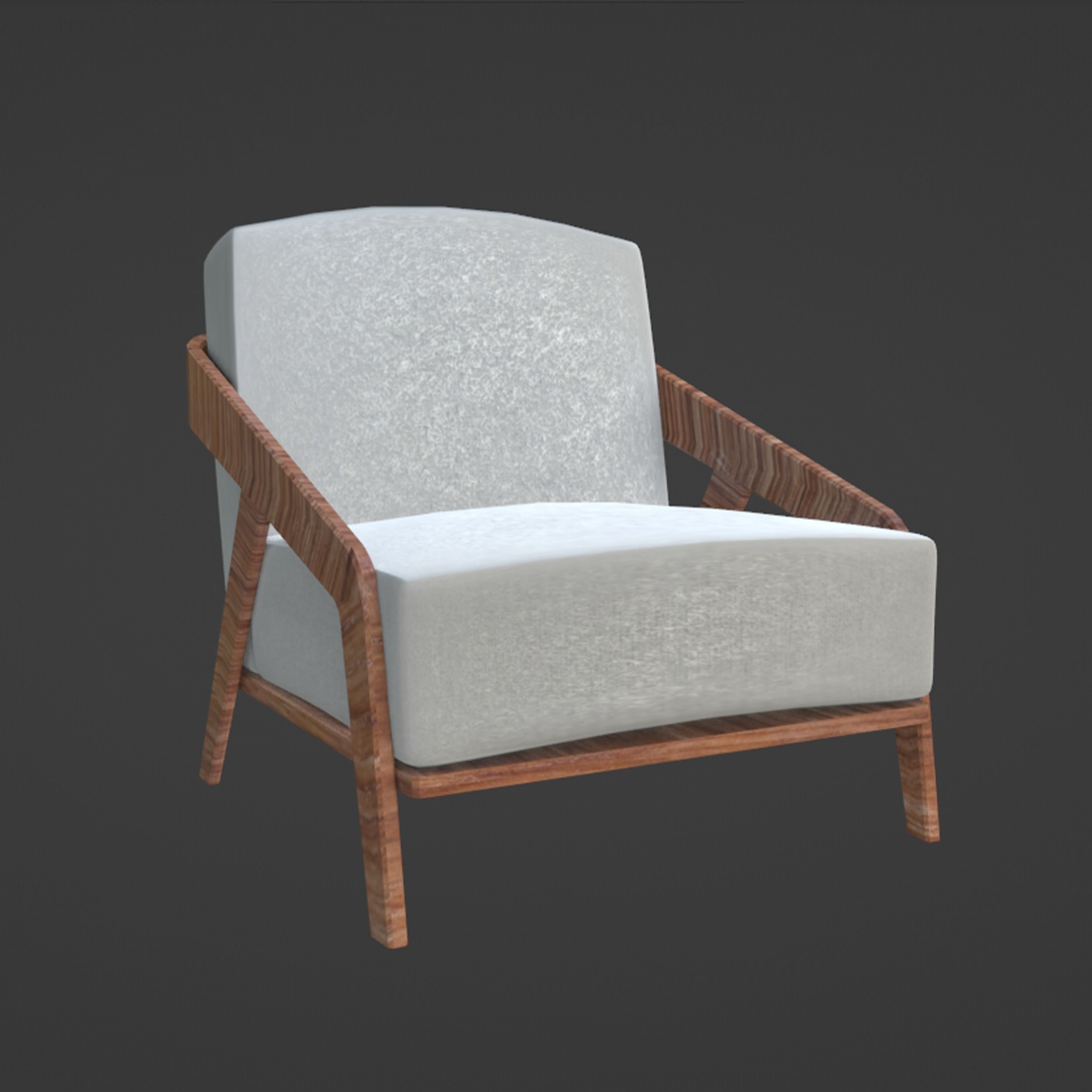 Modern Wood Armchair 3D model_4