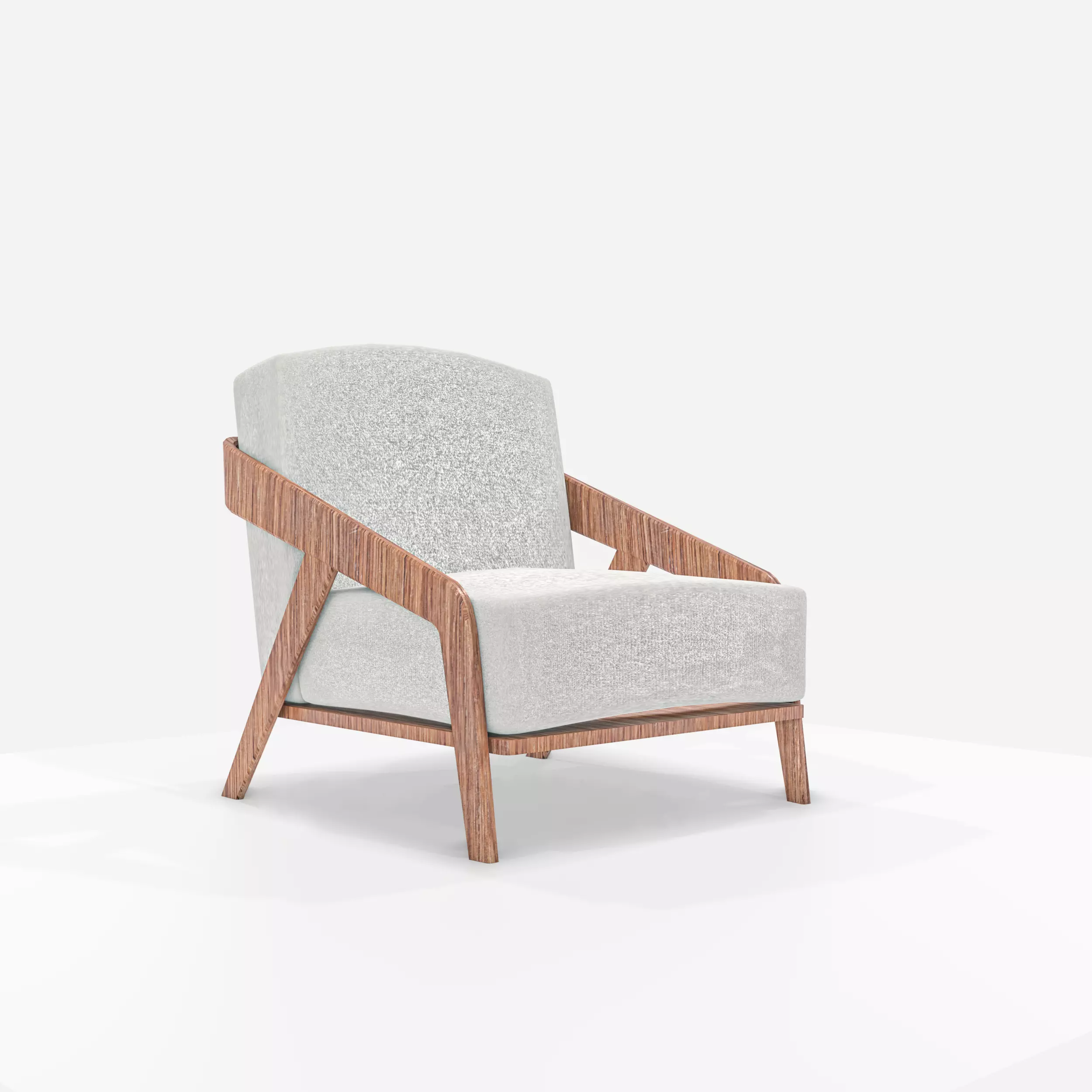 Modern Wood Armchair 3D model_0