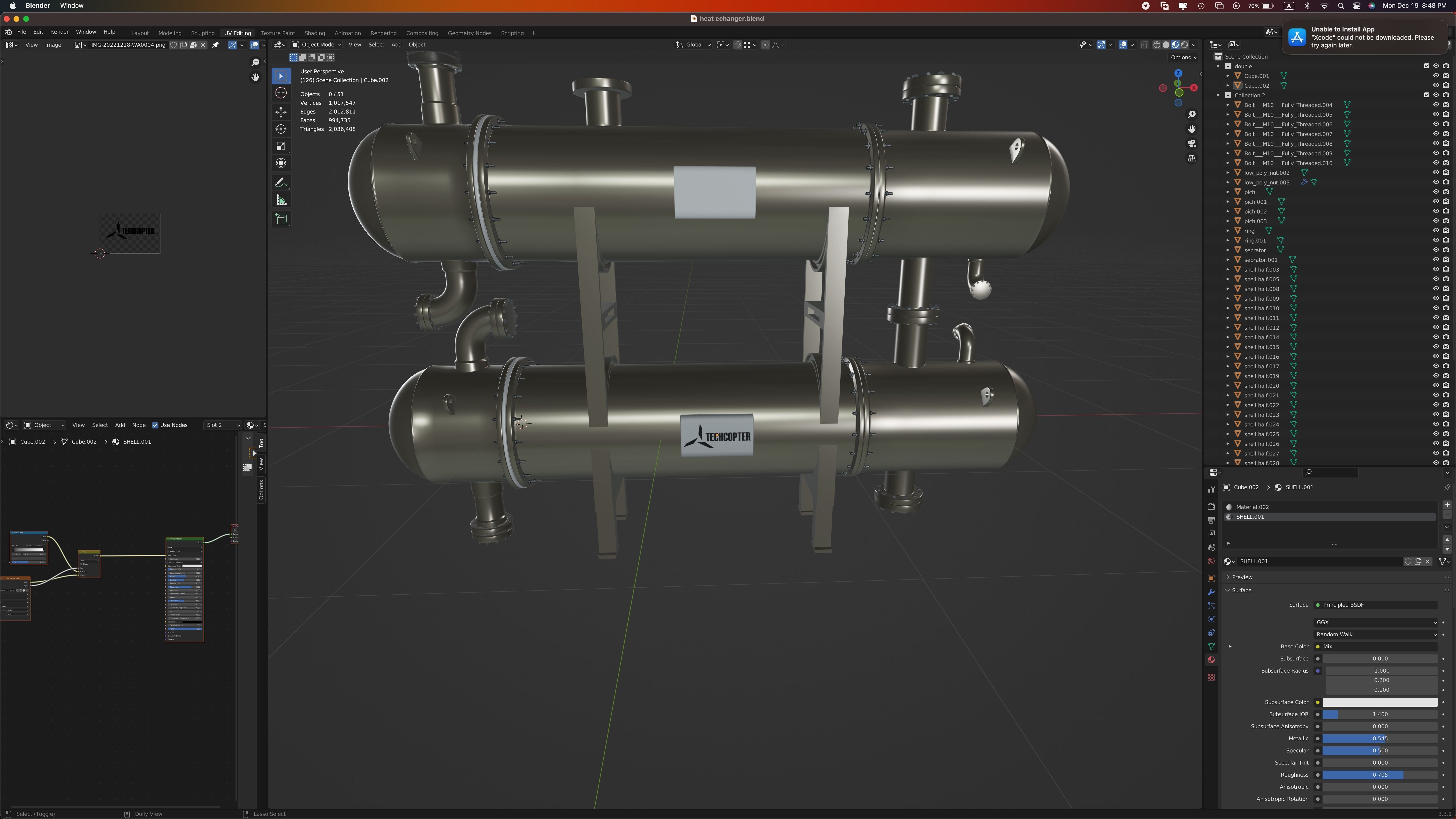 Shell and Tube Heat Exchanger 3D 3D model_12