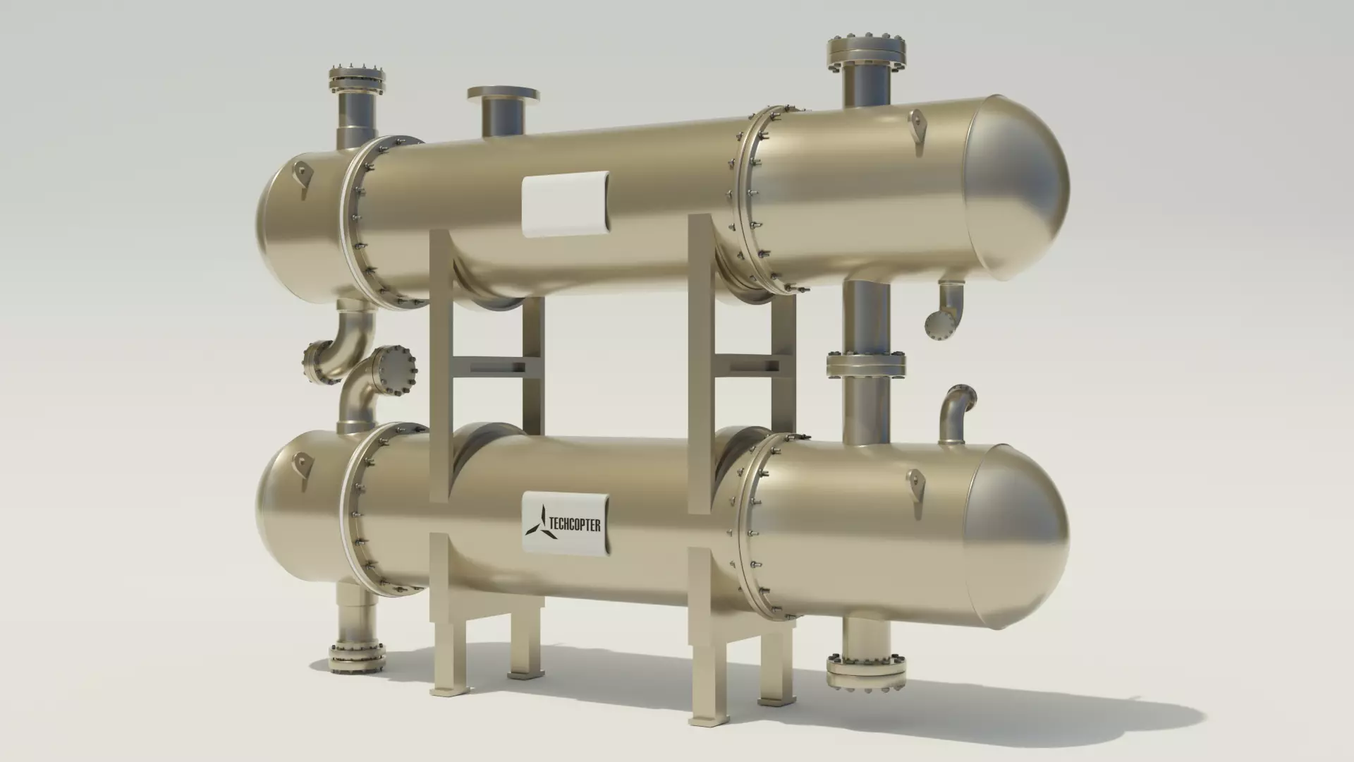 Shell and Tube Heat Exchanger 3D 3D model_0