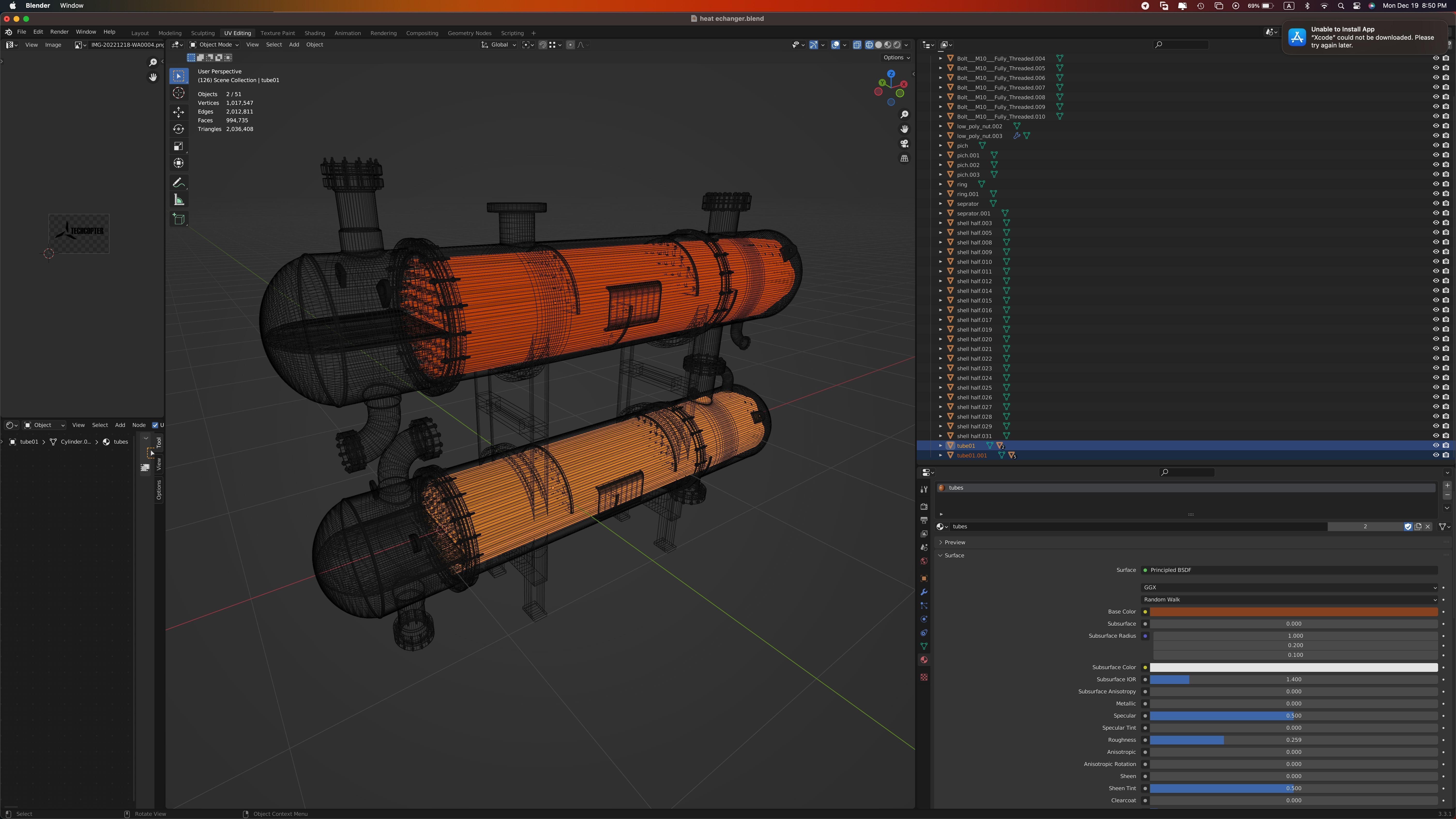 Shell and Tube Heat Exchanger 3D 3D model_11