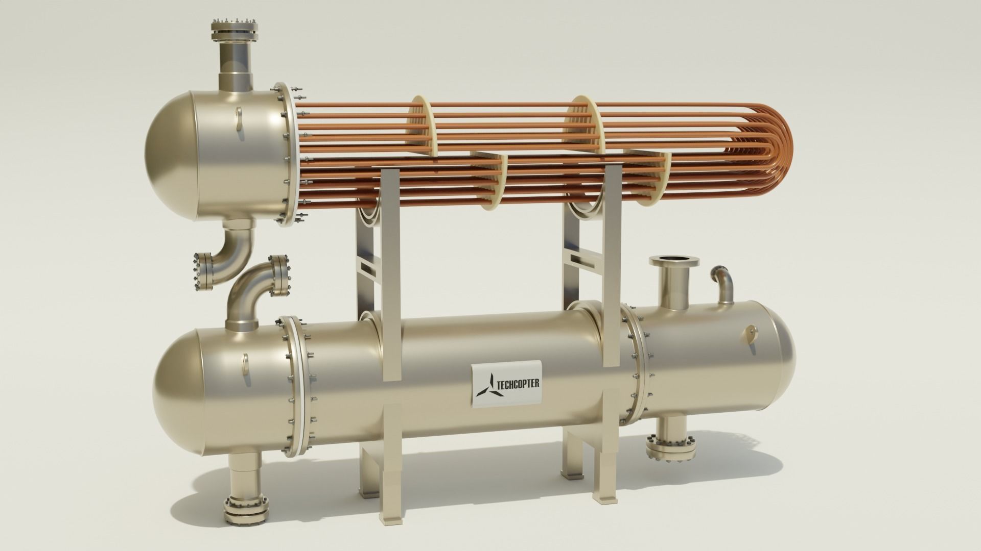 Shell and Tube Heat Exchanger 3D 3D model_2