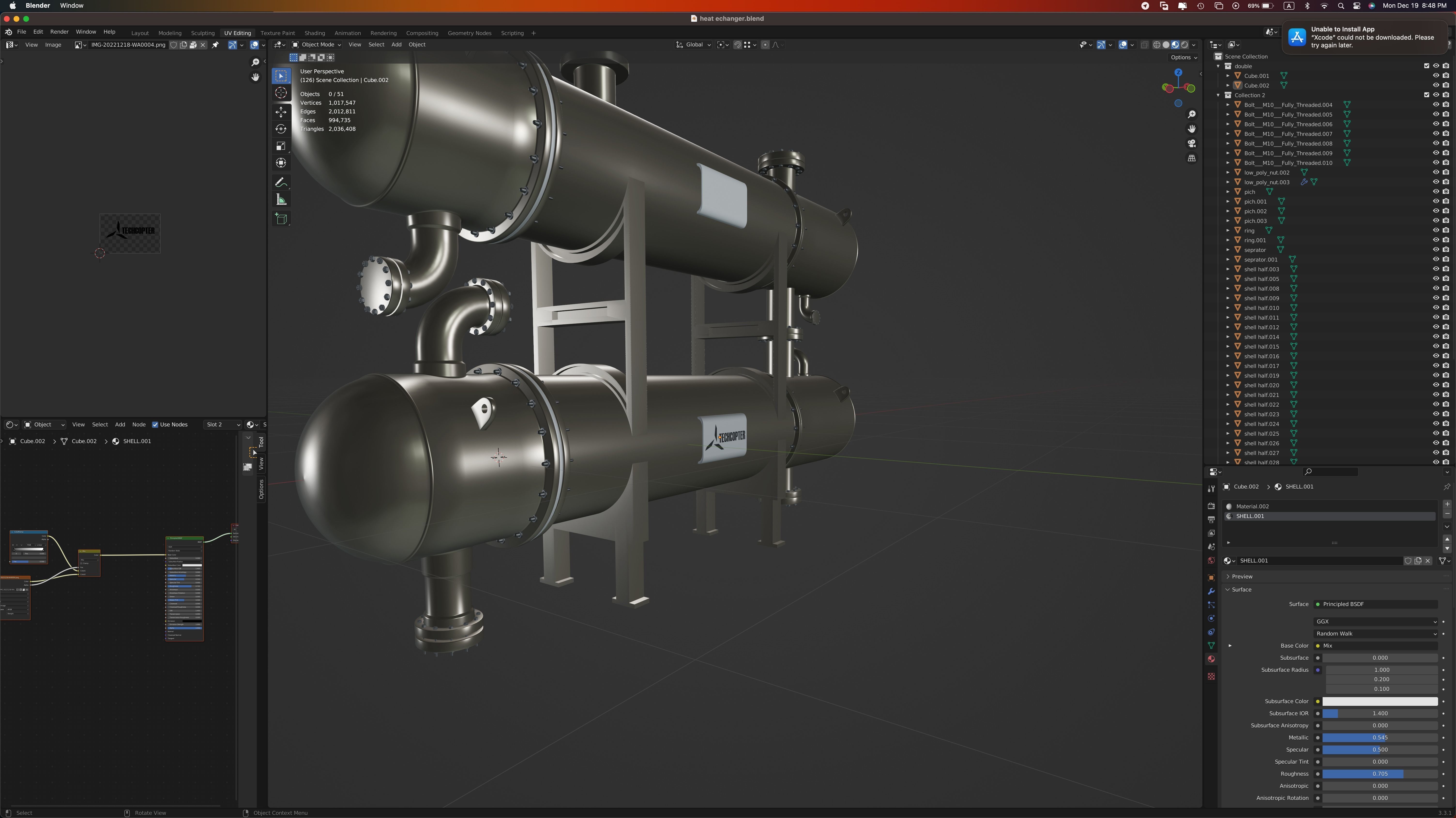 Shell and Tube Heat Exchanger 3D 3D model_13
