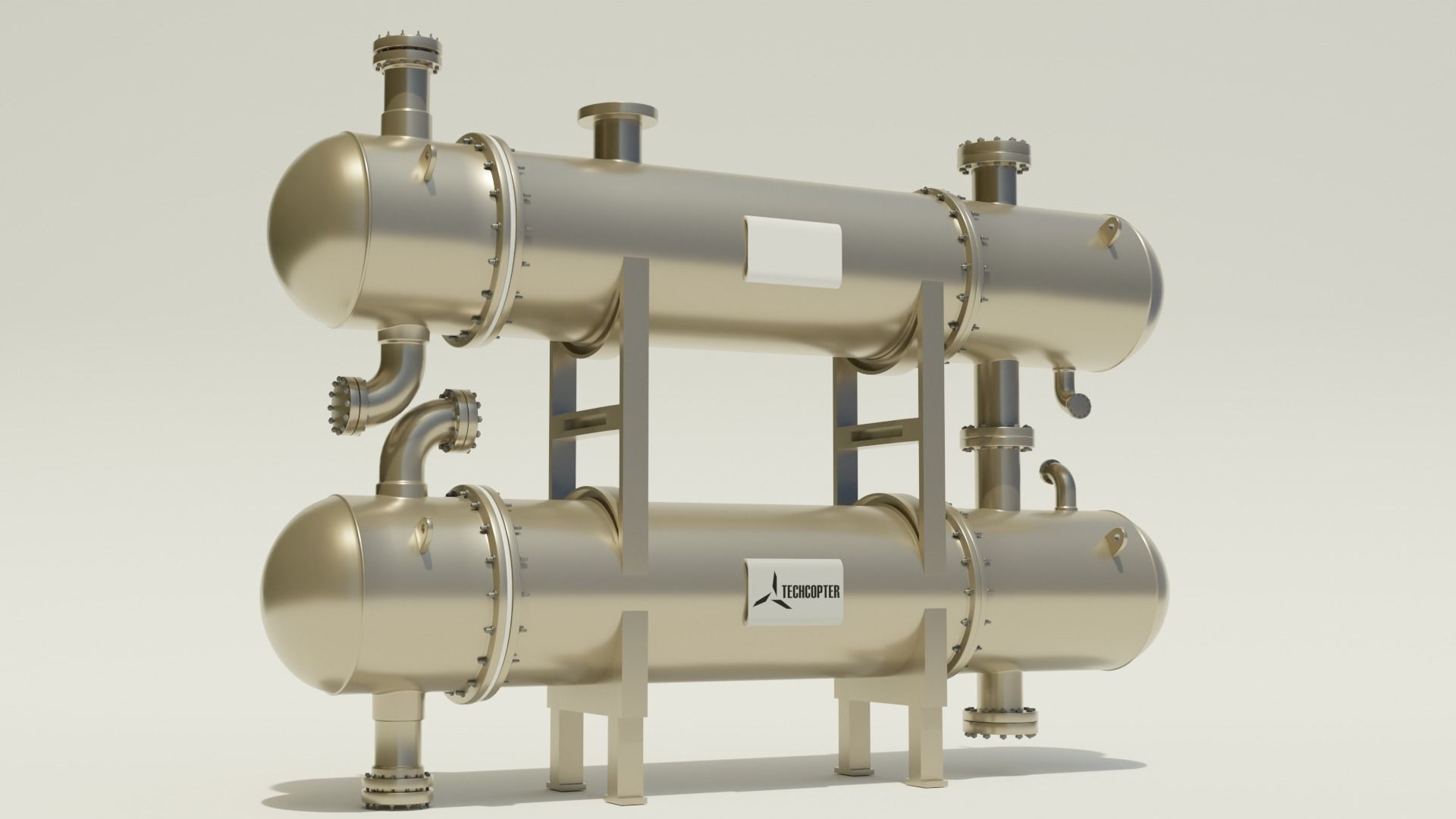 Shell and Tube Heat Exchanger 3D 3D model_1