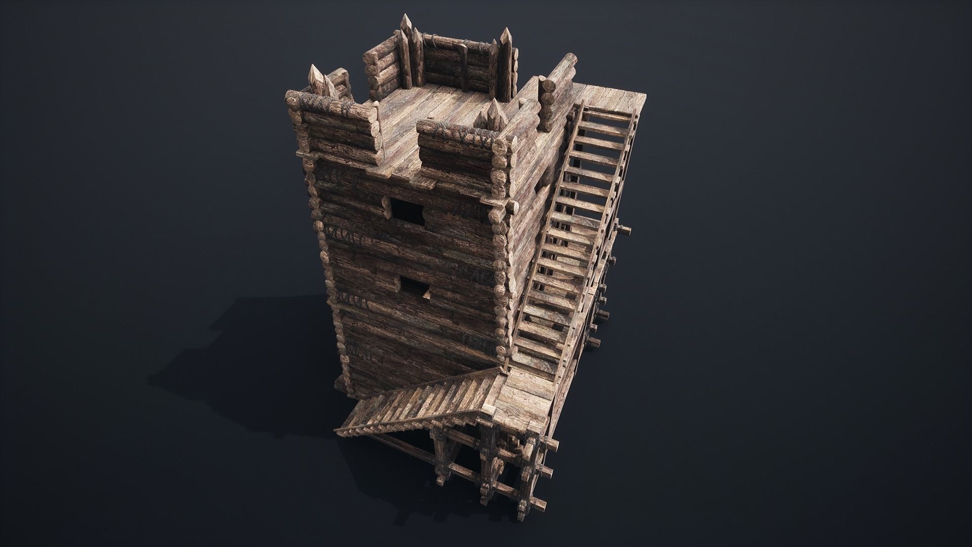 VIKING MEDIEVAL WATCHTOWER TOWER FORT FORTRESS CASTLE WALLS AAA Low-poly 3D model_5
