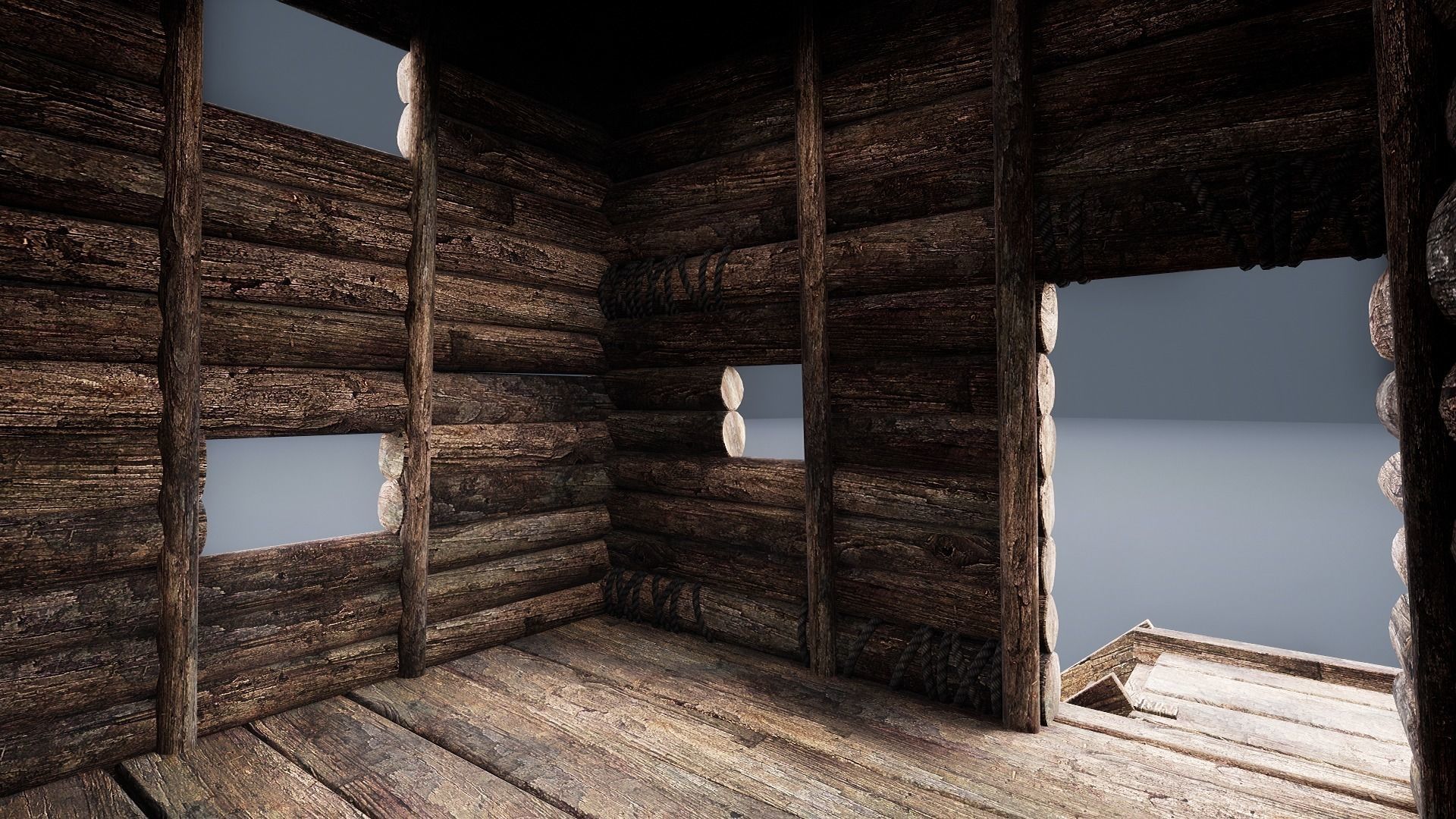 VIKING MEDIEVAL WATCHTOWER TOWER FORT FORTRESS CASTLE WALLS AAA Low-poly 3D model_7