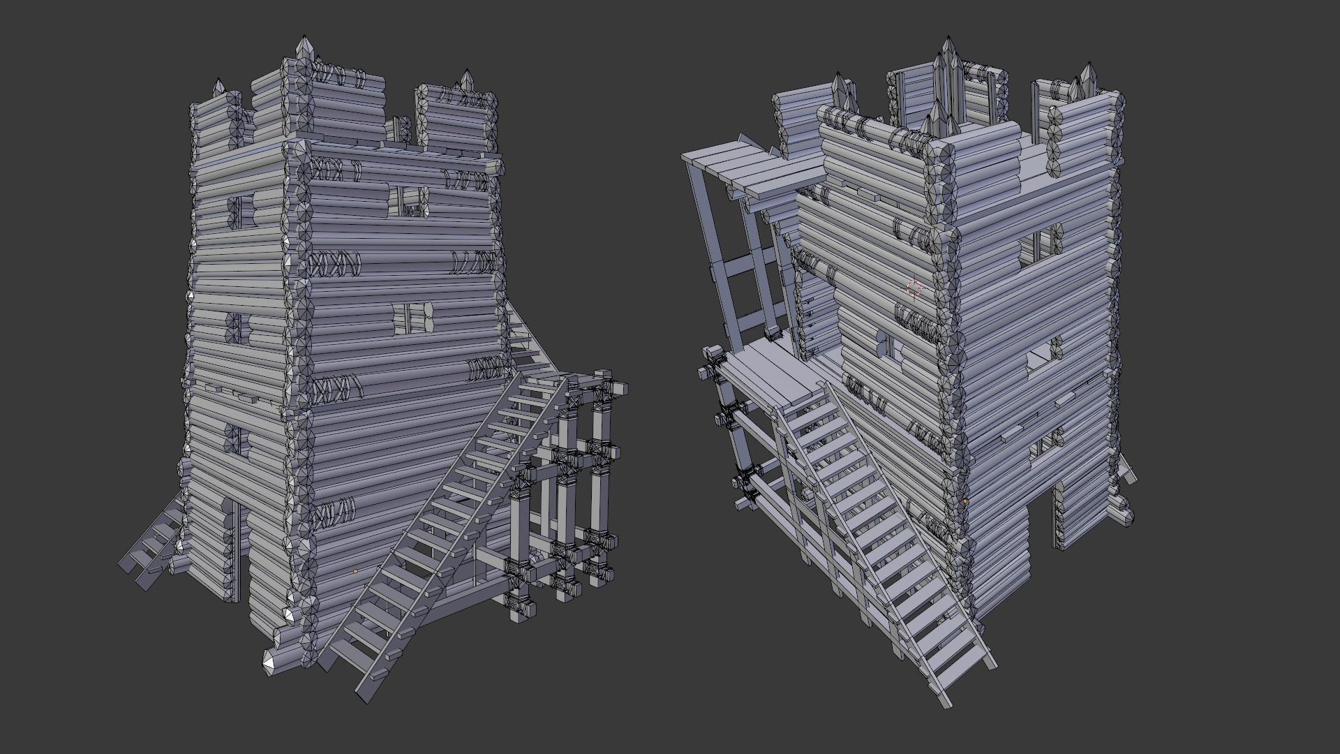 VIKING MEDIEVAL WATCHTOWER TOWER FORT FORTRESS CASTLE WALLS AAA Low-poly 3D model_8