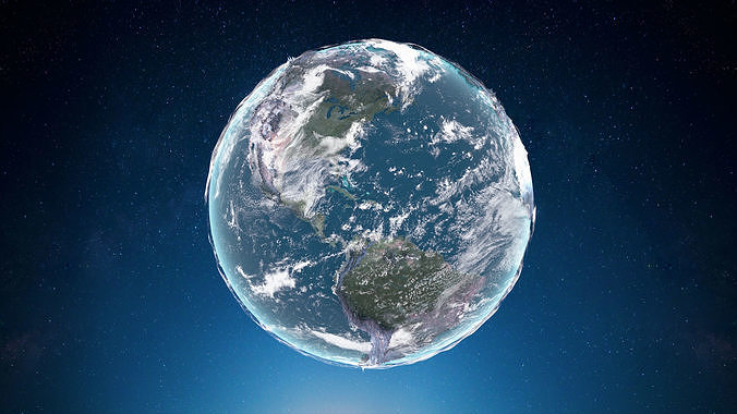Earth in space elements furnished 3D model