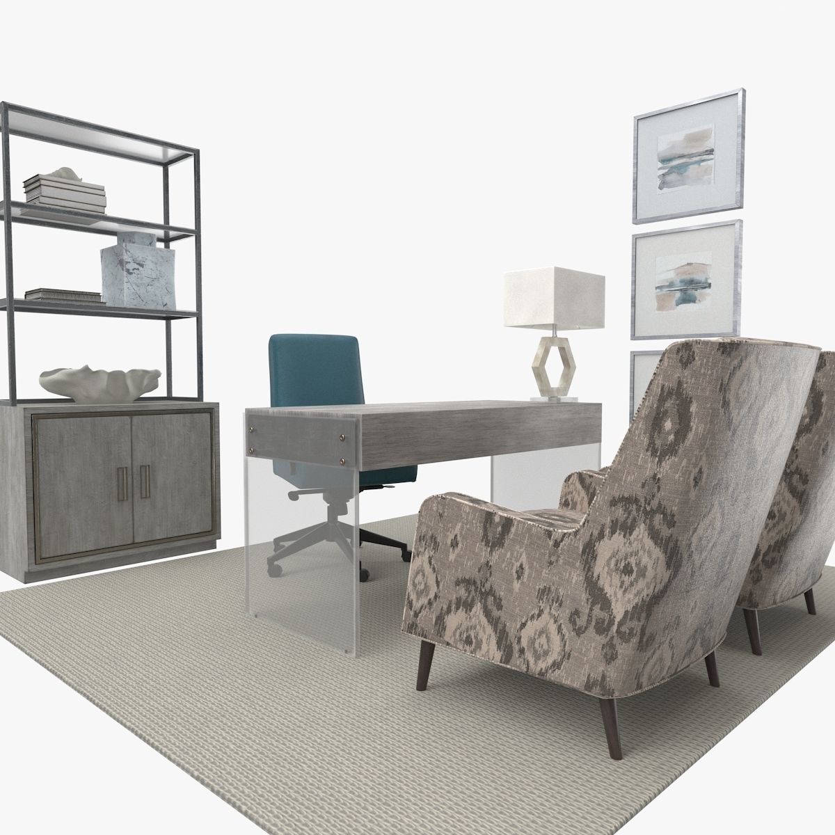 Ethan Allen Productive workflow home office 3D model_15