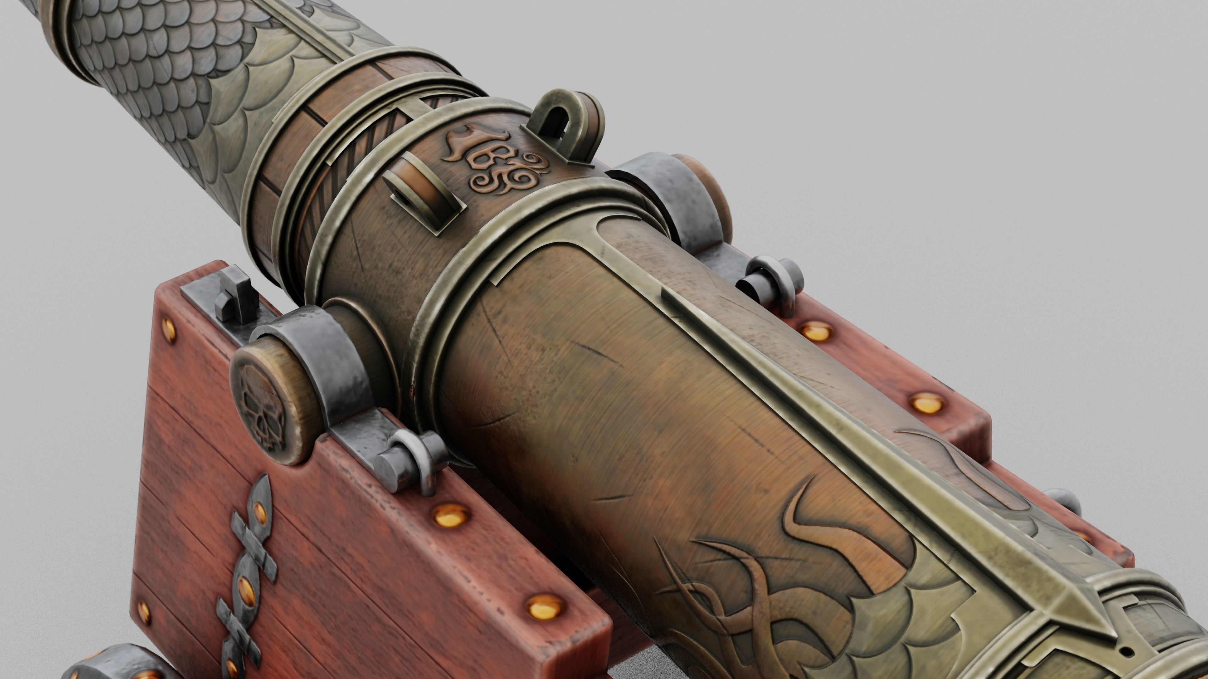 O Kit 01 Cannon Kit 02 of 05 cursed sea cannon Low-poly 3D model_5