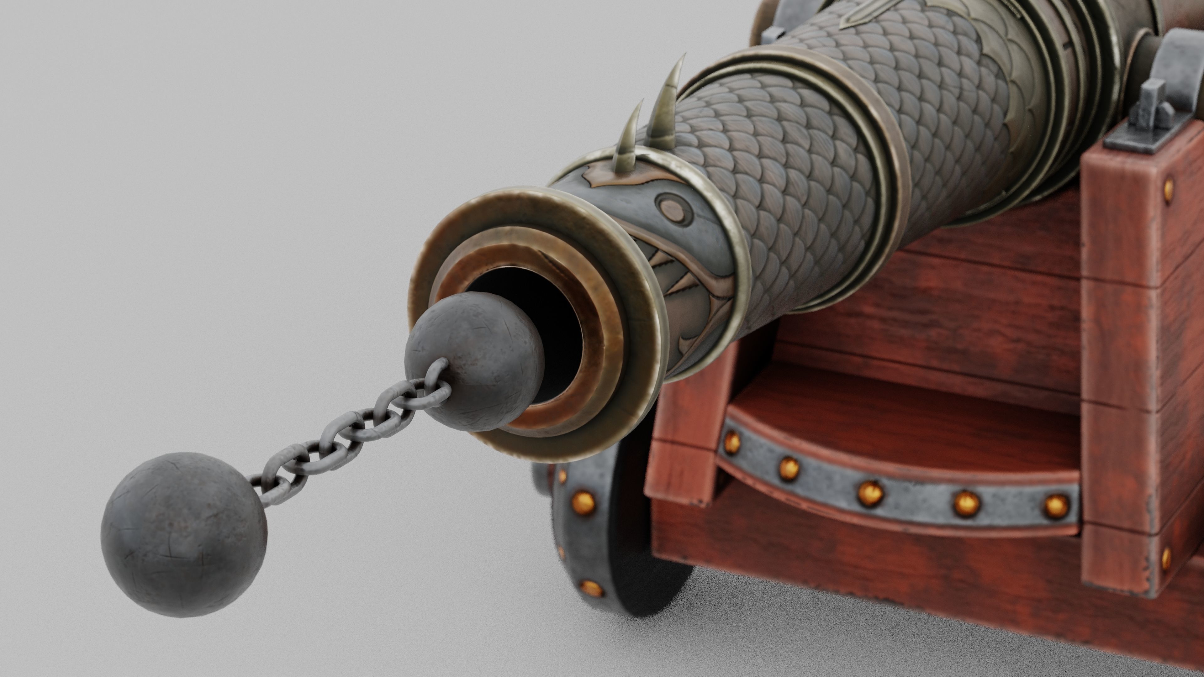 O Kit 01 Cannon Kit 02 of 05 cursed sea cannon Low-poly 3D model_4