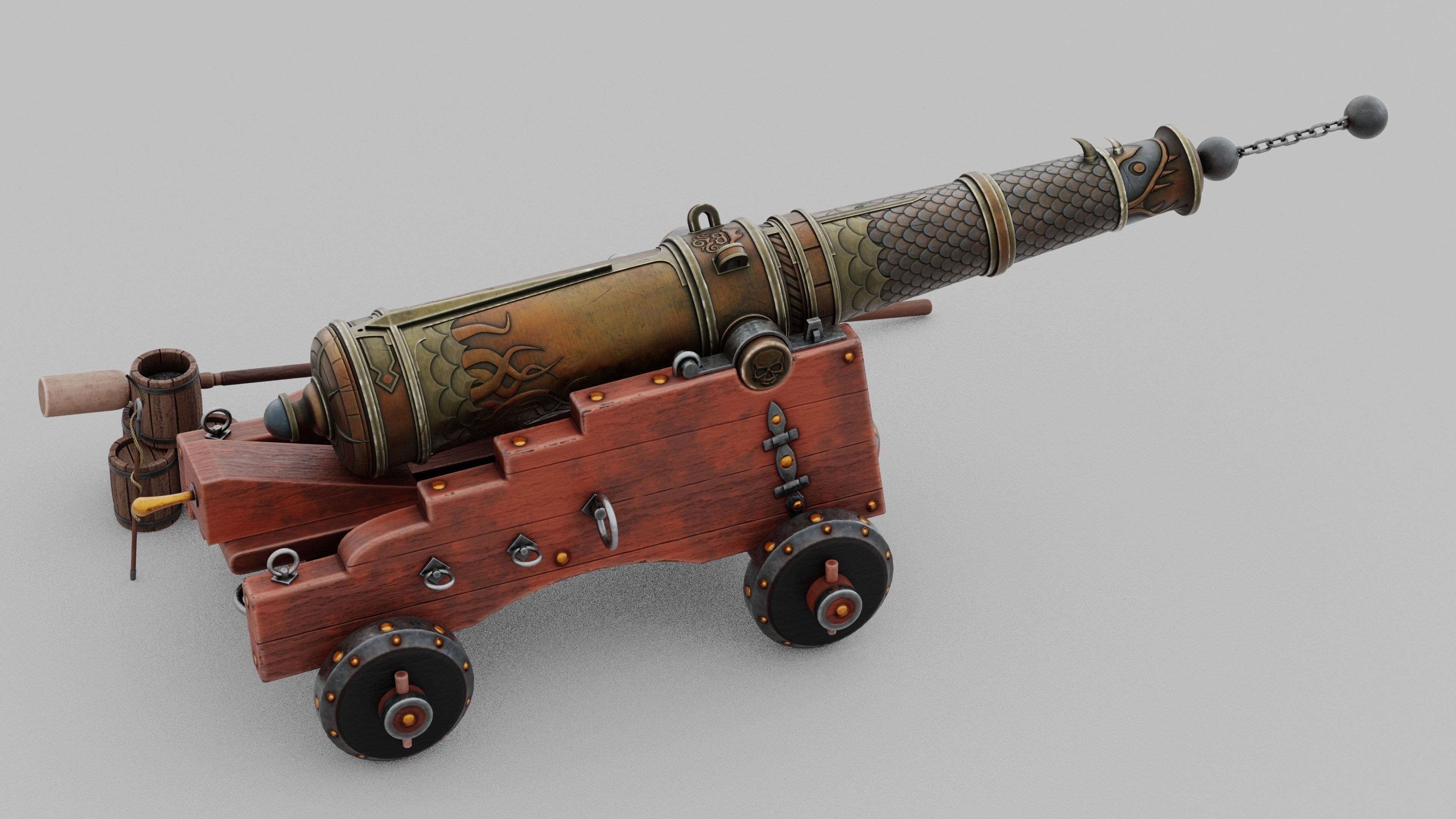 O Kit 01 Cannon Kit 02 of 05 cursed sea cannon Low-poly 3D model_2