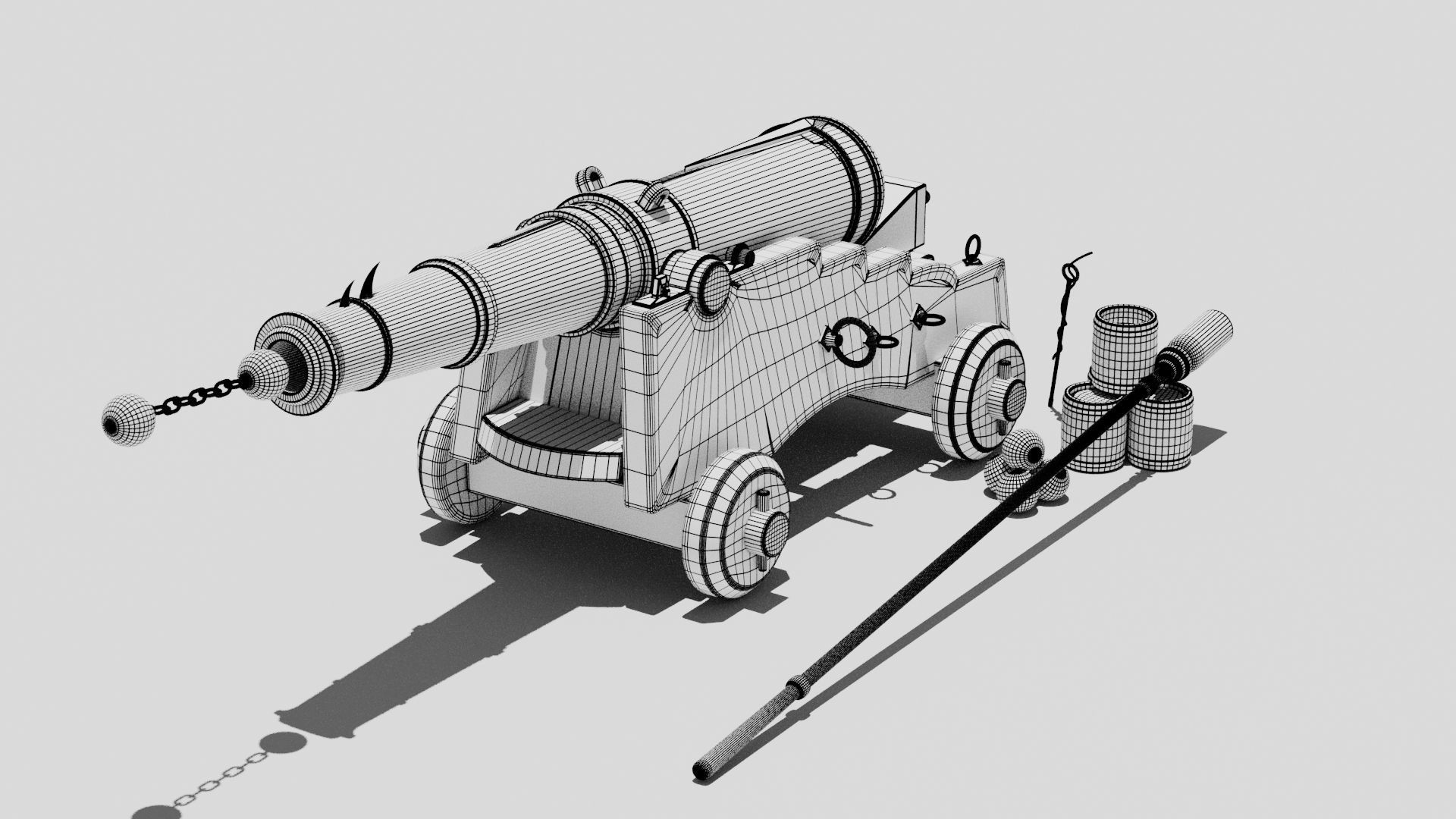 O Kit 01 Cannon Kit 02 of 05 cursed sea cannon Low-poly 3D model_10