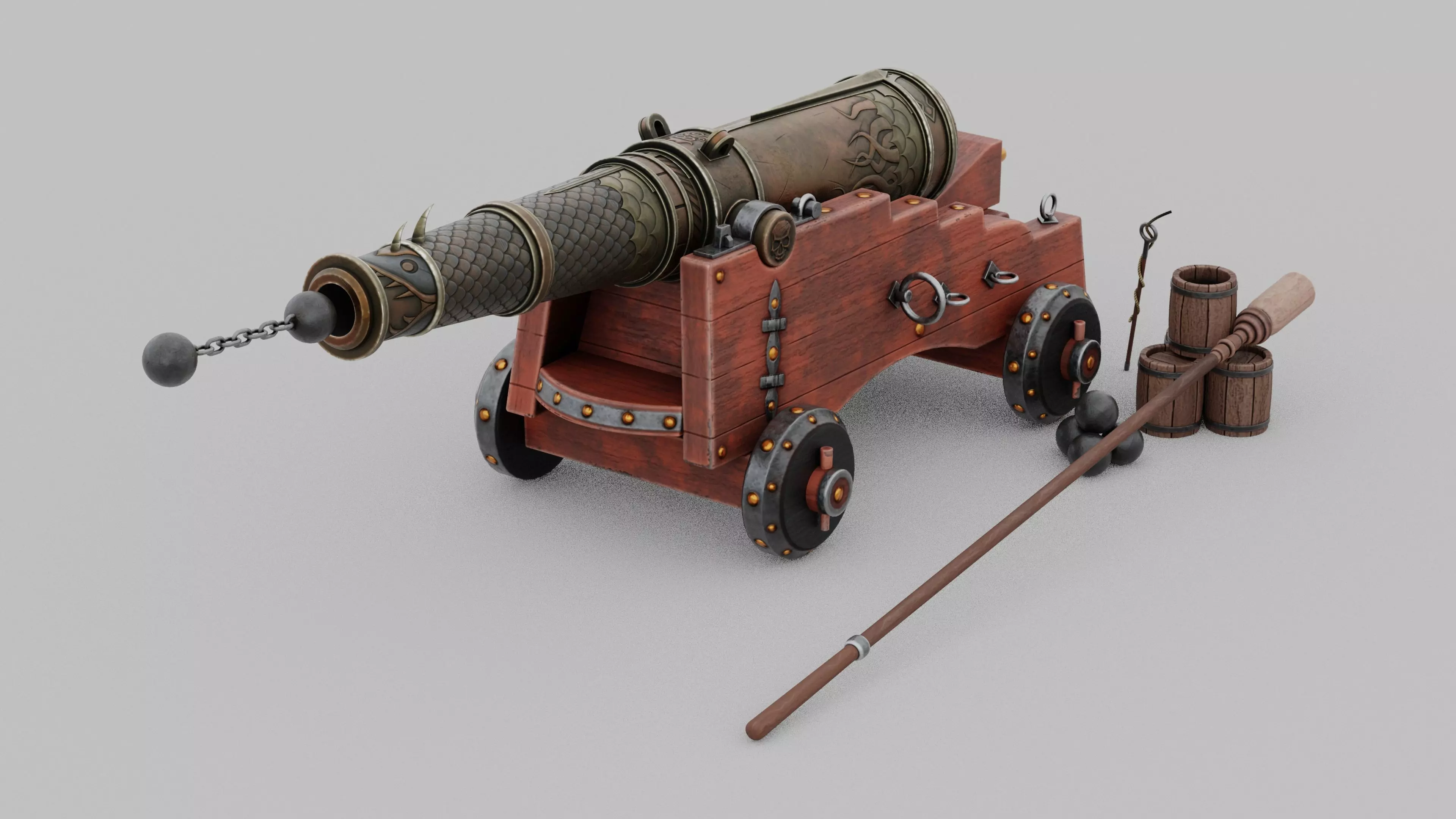 O Kit 01 Cannon Kit 02 of 05 cursed sea cannon Low-poly 3D model_0