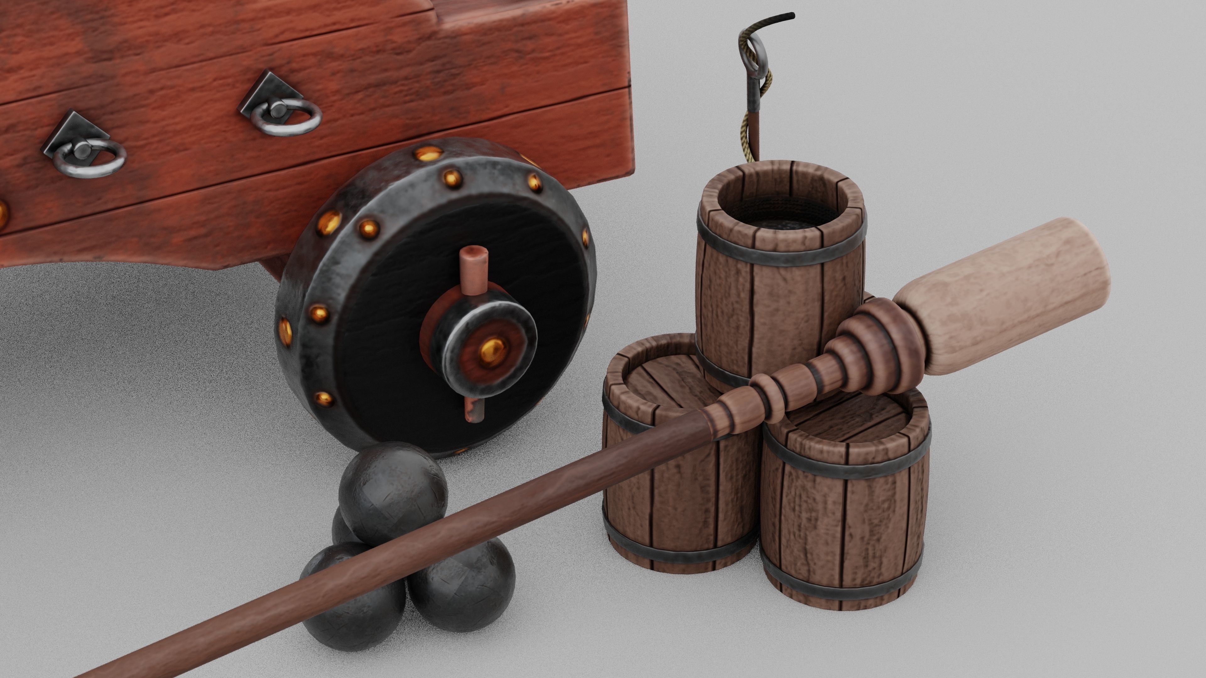 O Kit 01 Cannon Kit 02 of 05 cursed sea cannon Low-poly 3D model_8