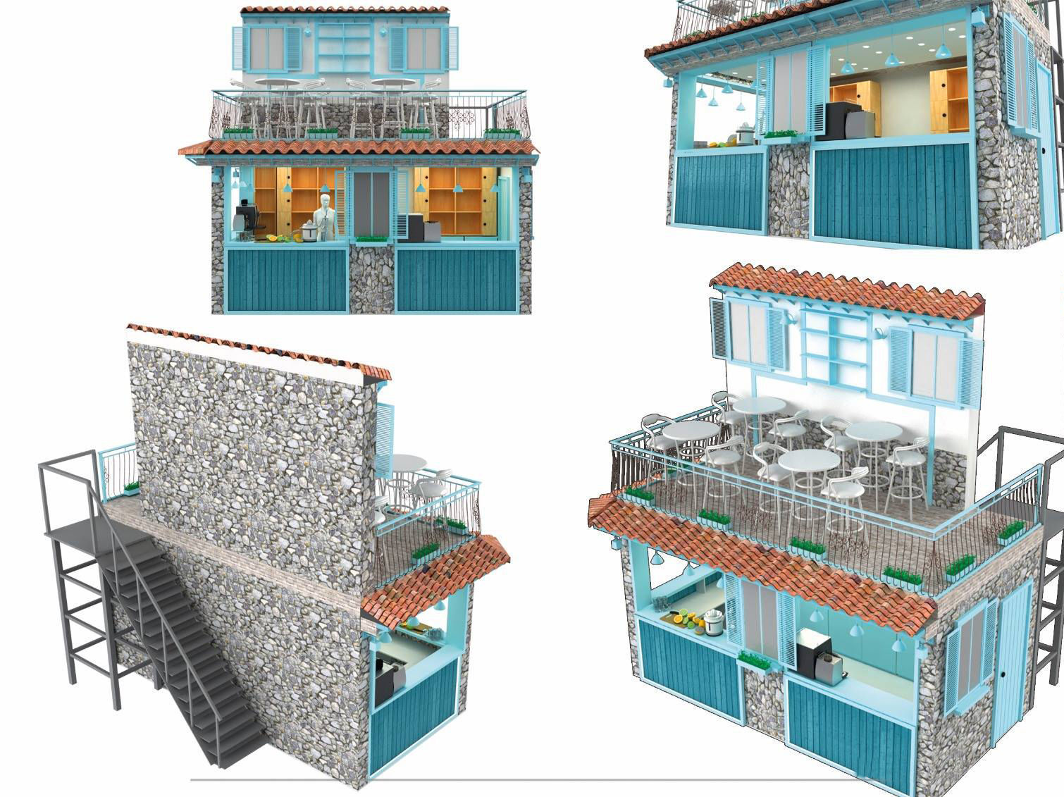 Stone bar Cafe 3d model 3D model_1