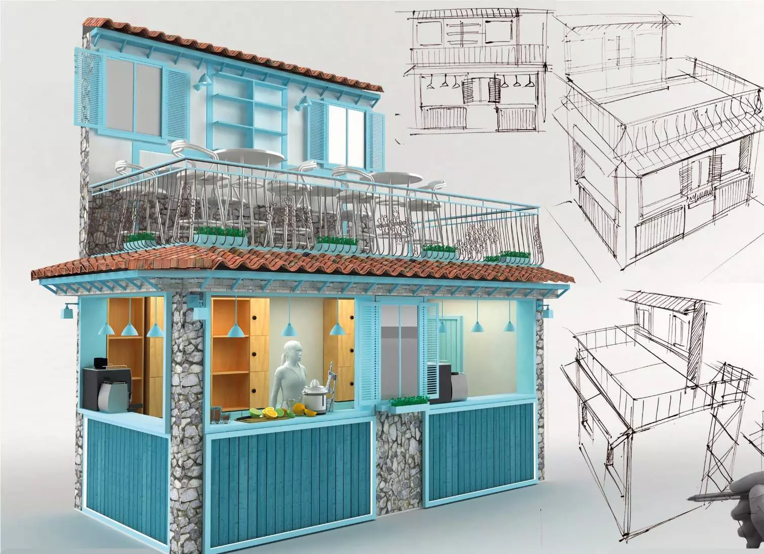 Stone bar Cafe 3d model 3D model_0