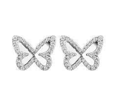 YD281 rose gold butterfly earrings with diamonds 3D print model_8