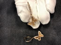 YD281 rose gold butterfly earrings with diamonds 3D print model_4