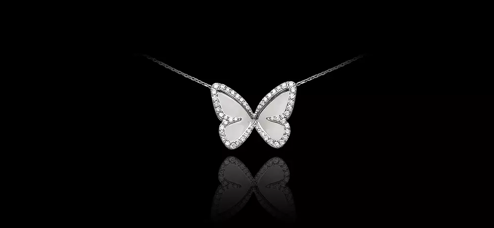 YD283 butterfly necklace in sterling silver 3D print model_0