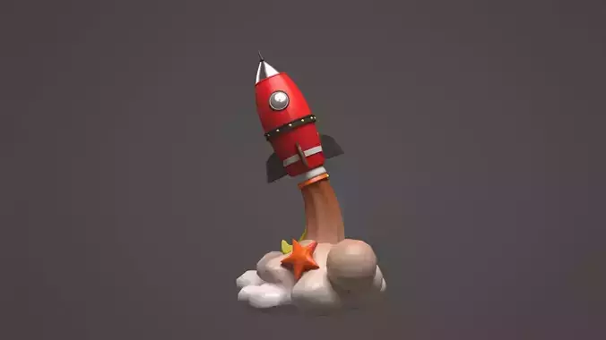 Cartoon Rocket Ship 3D model